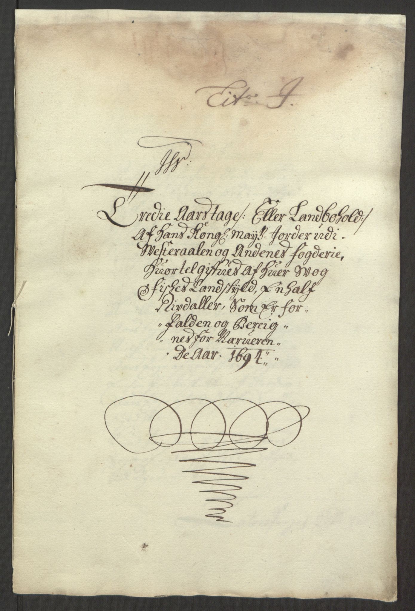 Rentekammeret inntil 1814, Reviderte regnskaper, Fogderegnskap, RA/EA-4092/R67/L4677: Fogderegnskap Vesterålen, Andenes og Lofoten, 1694-1695, p. 136