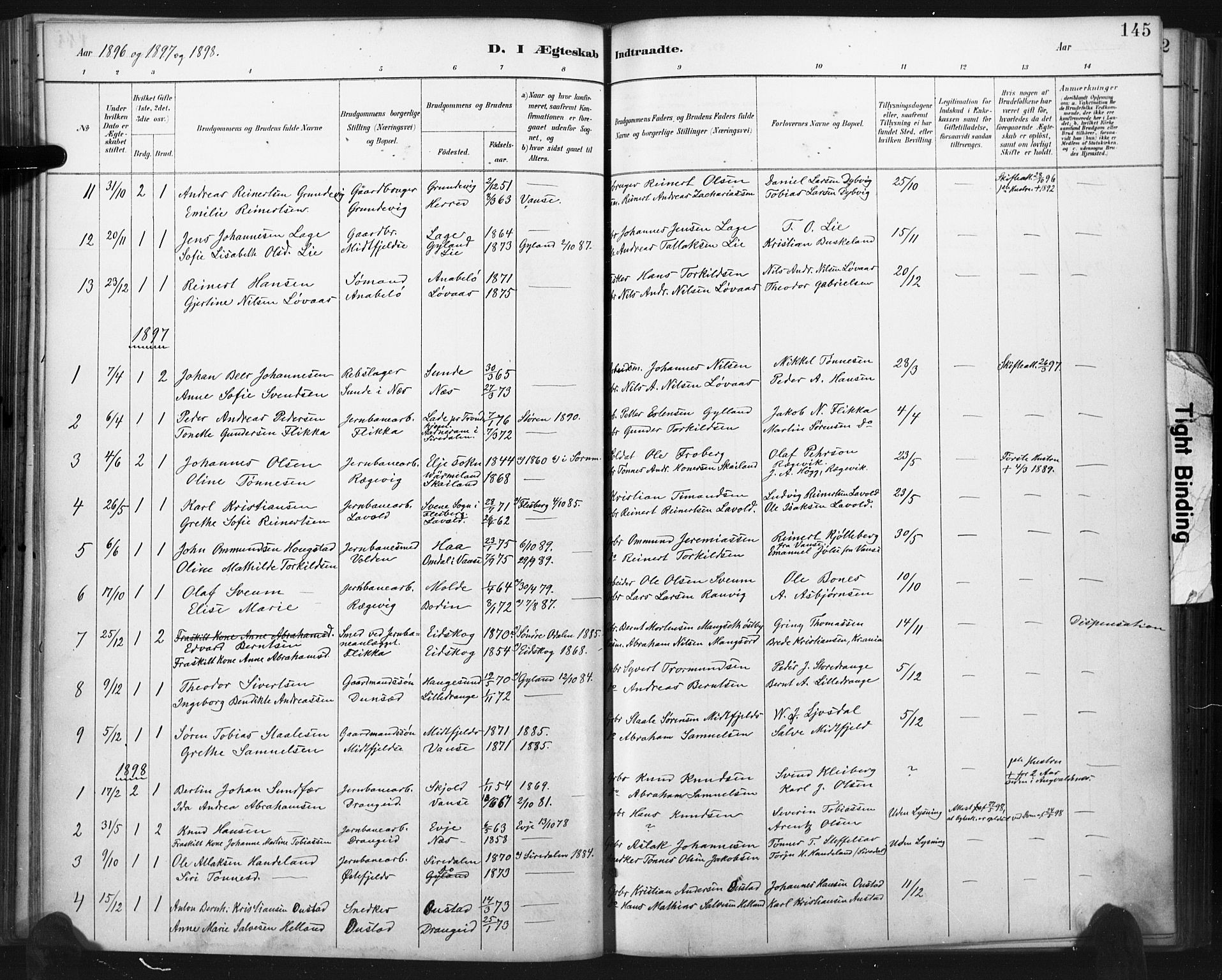 Flekkefjord sokneprestkontor, SAK/1111-0012/F/Fa/Fac/L0008: Parish register (official) no. A 8, 1885-1898, p. 145