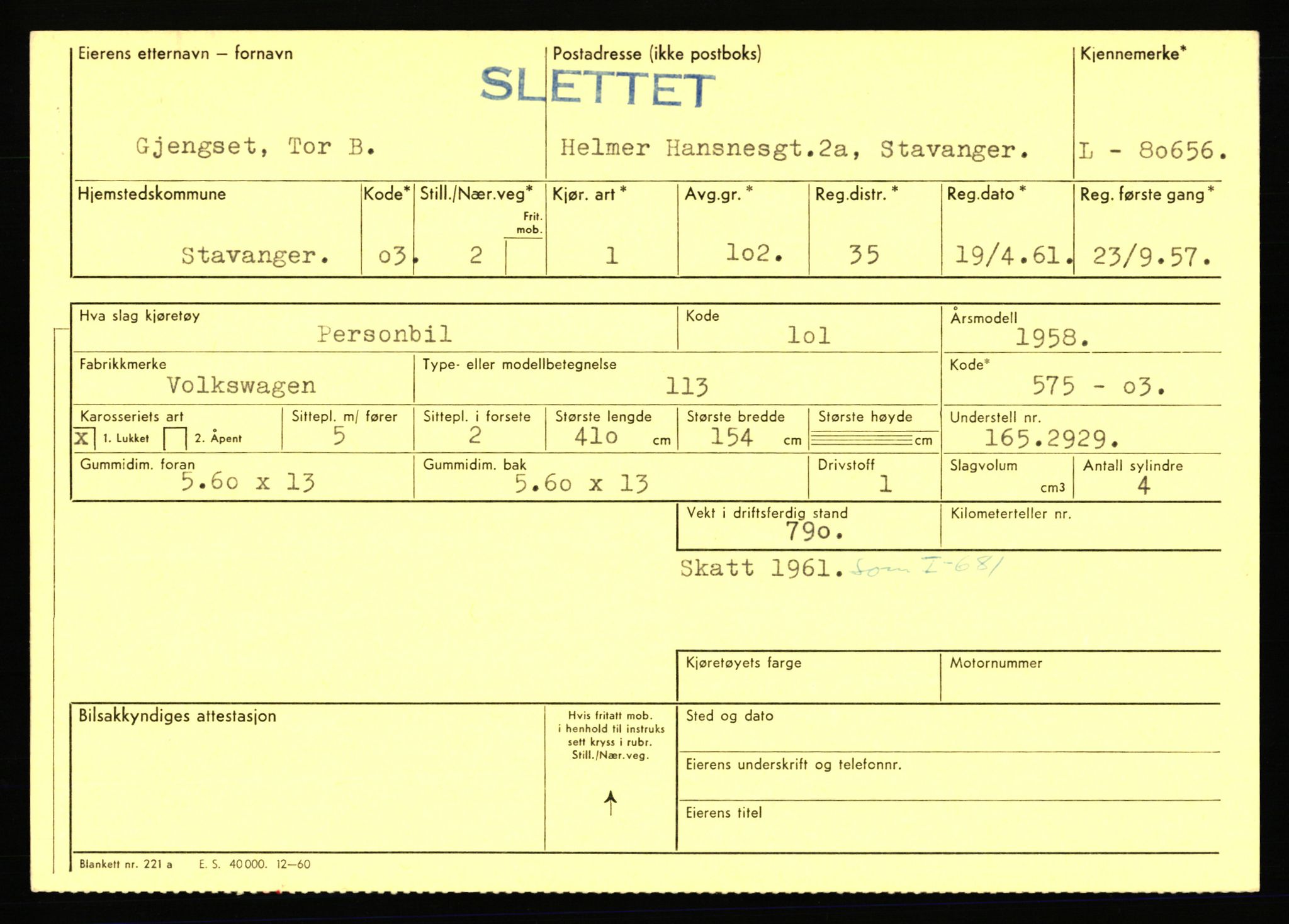 Stavanger trafikkstasjon, AV/SAST-A-101942/0/F/L0071: L-80500 - L-82199, 1930-1971, p. 235