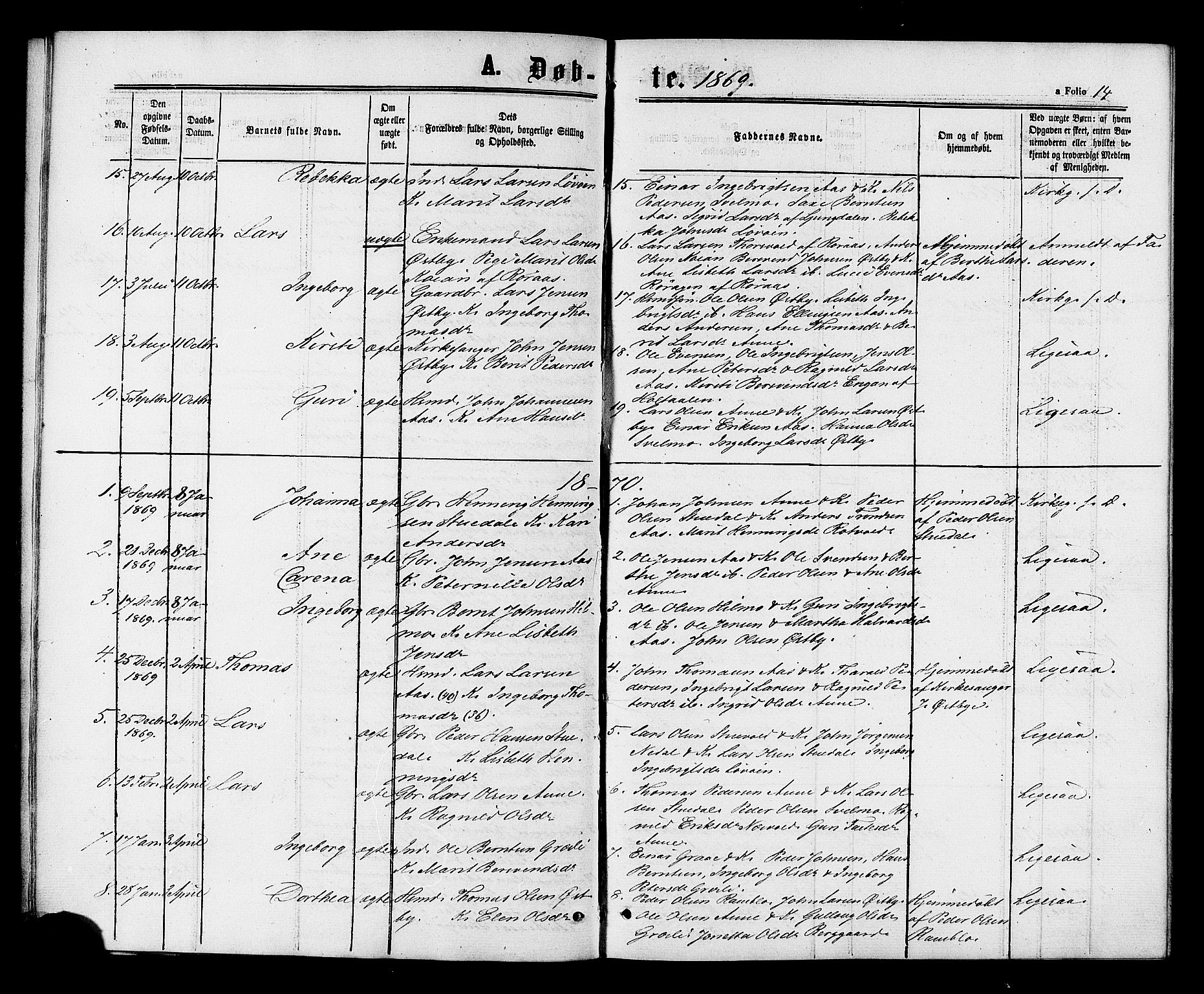 Ministerialprotokoller, klokkerbøker og fødselsregistre - Sør-Trøndelag, SAT/A-1456/698/L1163: Parish register (official) no. 698A01, 1862-1887, p. 14