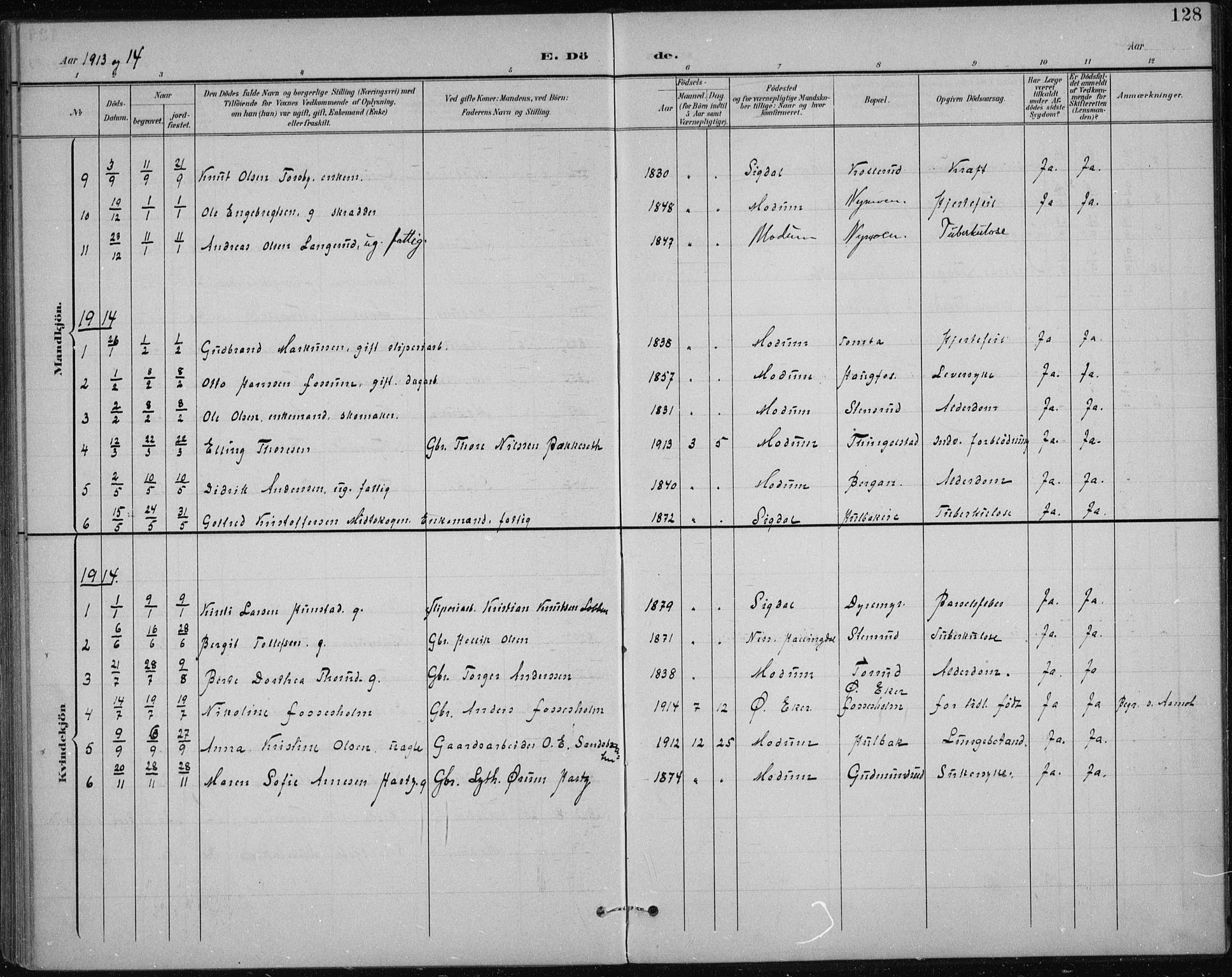 Modum kirkebøker, AV/SAKO-A-234/F/Fa/L0017: Parish register (official) no. 17, 1900-1915, p. 128