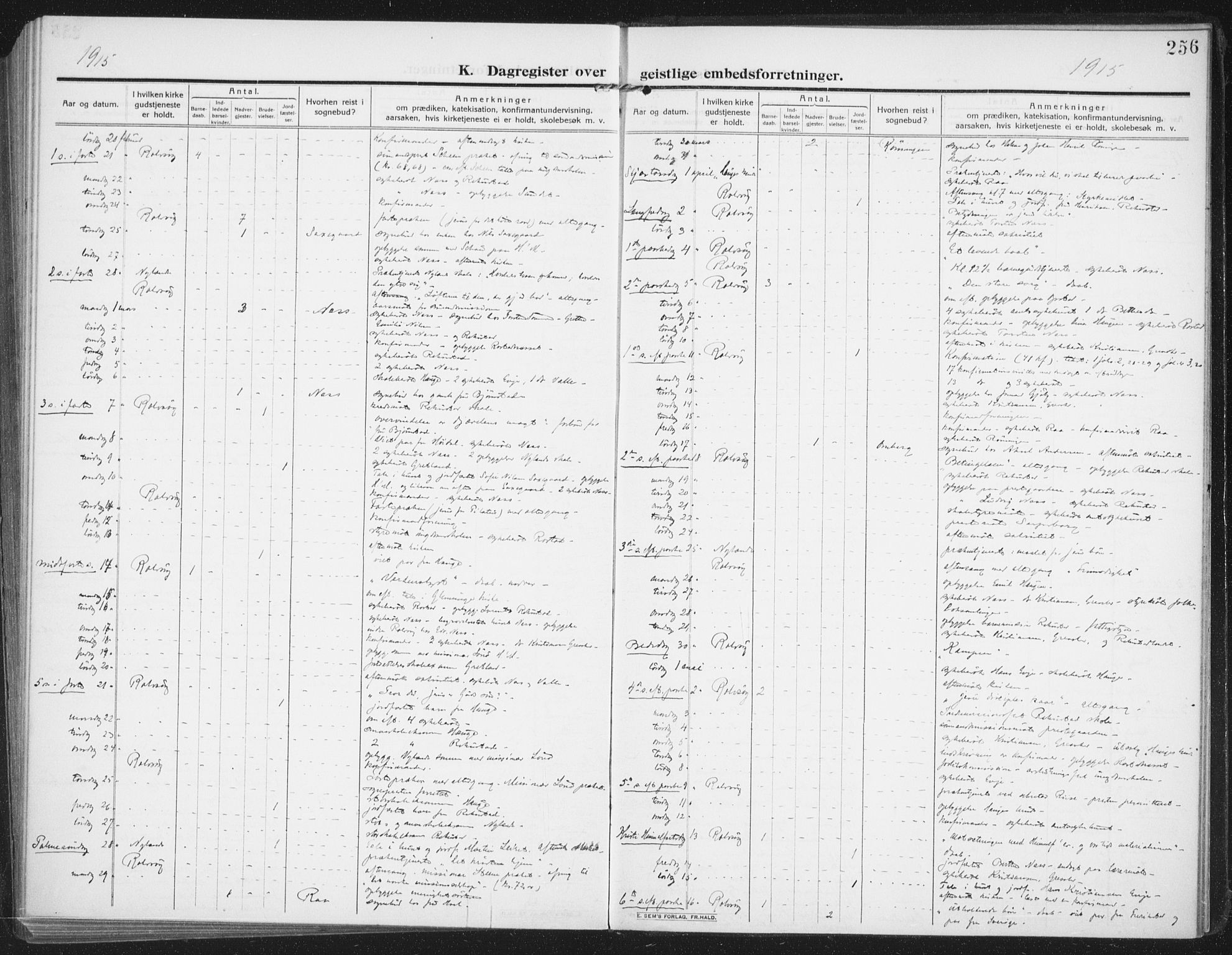 Rolvsøy prestekontor Kirkebøker, AV/SAO-A-2004/F/Fa/L0002: Parish register (official) no. 2, 1909-1917, p. 256