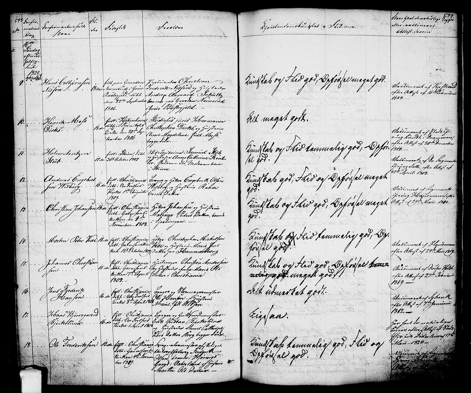 Oslo domkirke Kirkebøker, SAO/A-10752/F/Fa/L0010: Parish register (official) no. 10, 1824-1830, p. 598-599