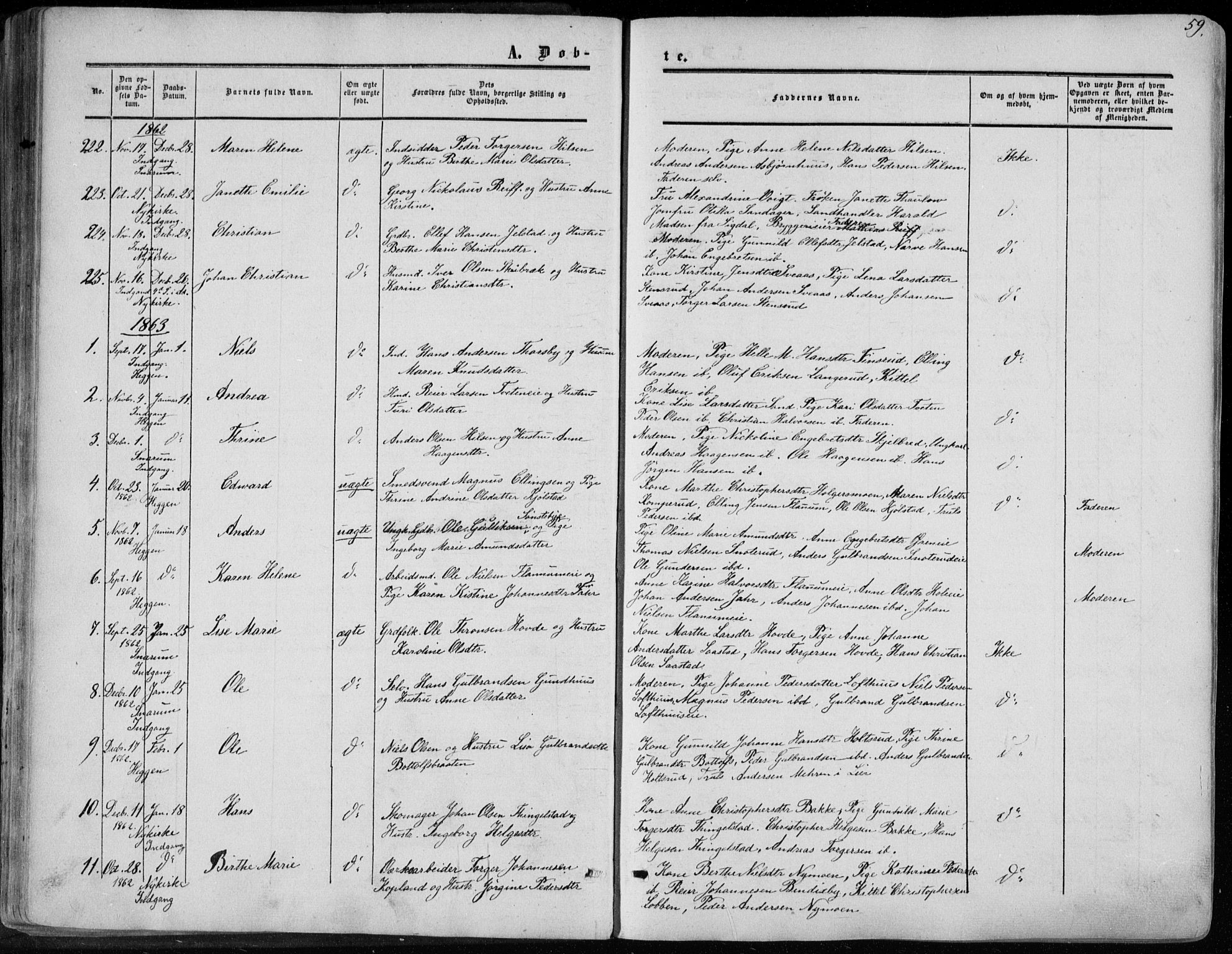 Modum kirkebøker, SAKO/A-234/F/Fa/L0009: Parish register (official) no. 9, 1860-1864, p. 59