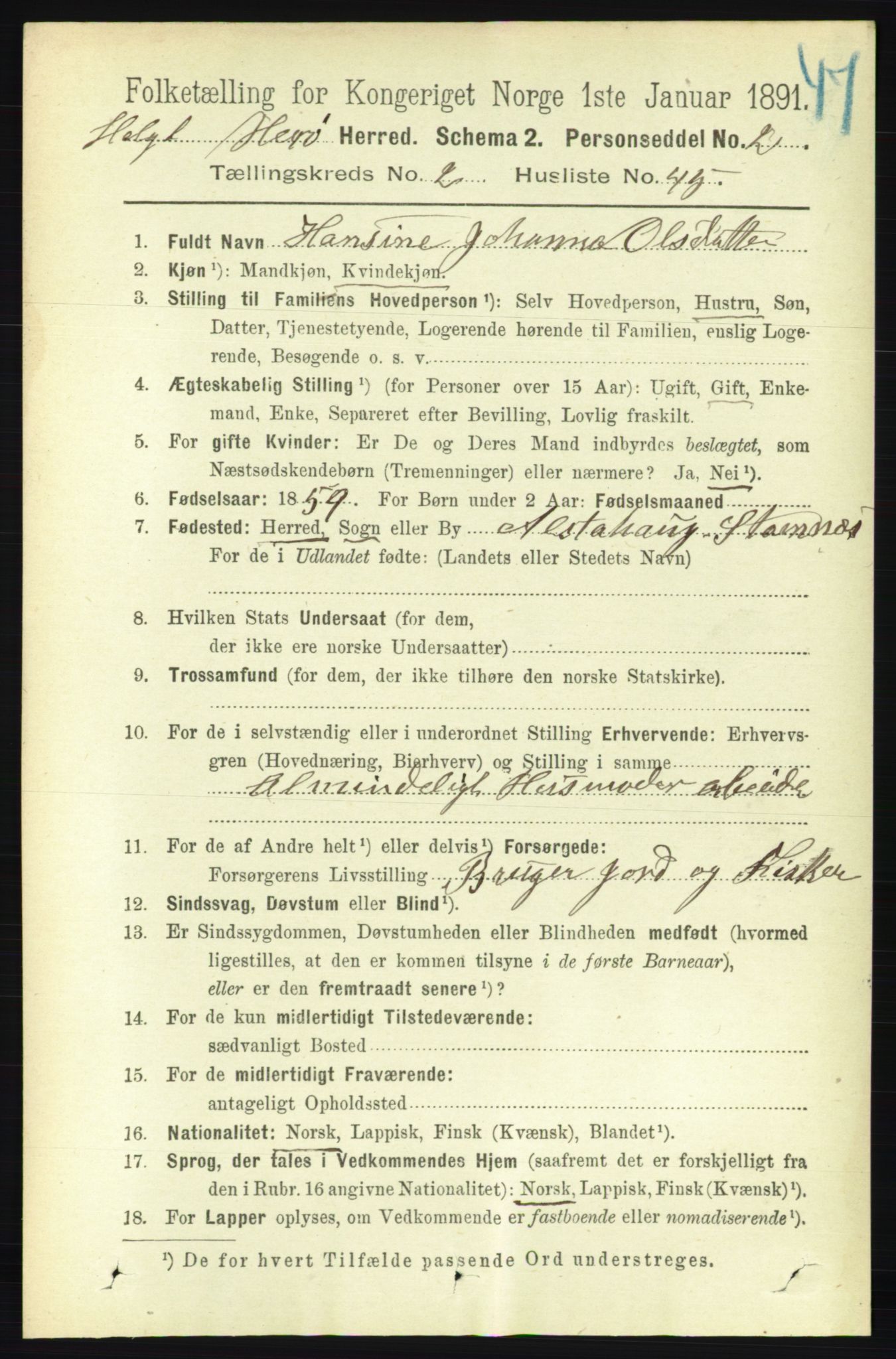 RA, 1891 census for 1818 Herøy, 1891, p. 538