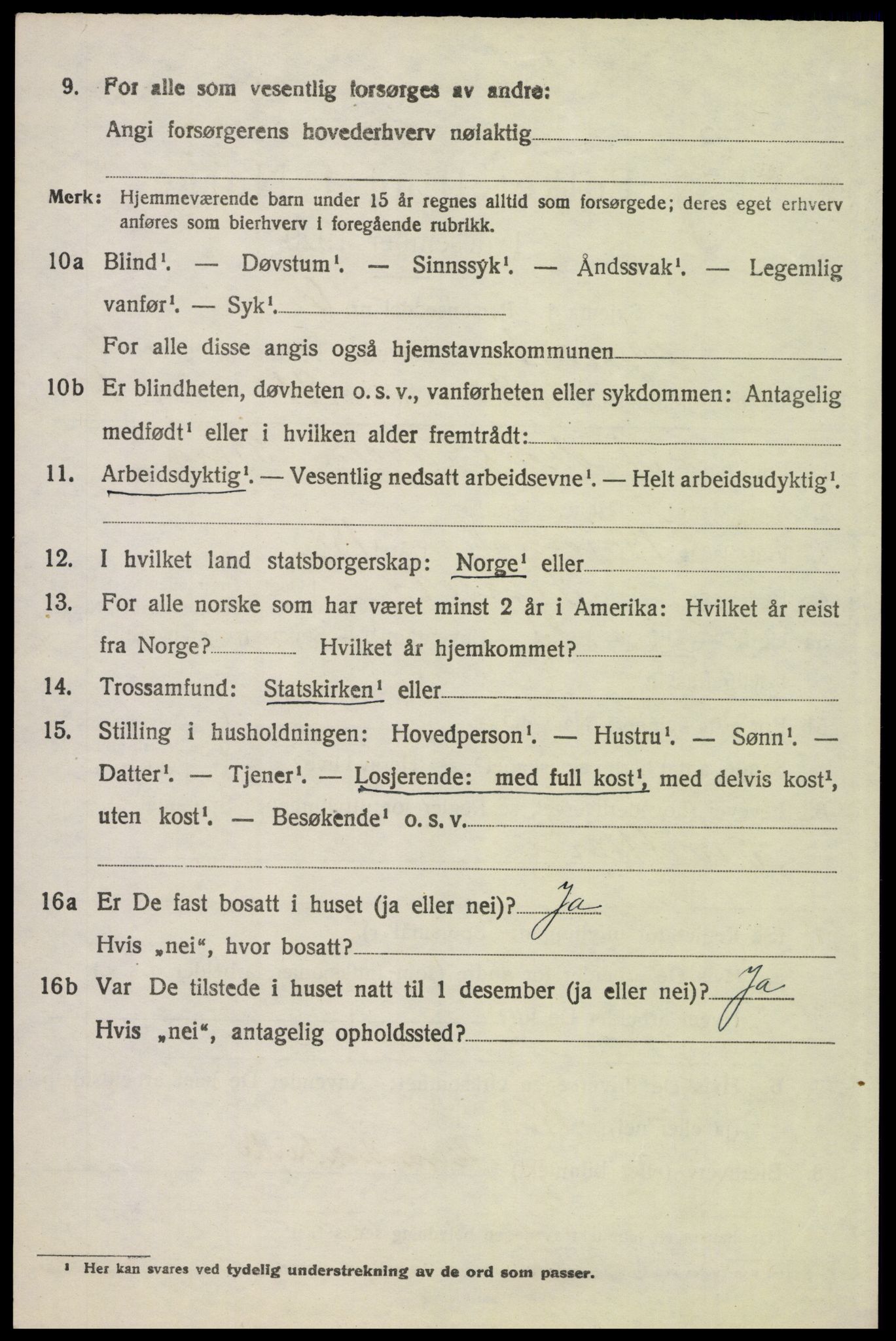 SAH, 1920 census for Tynset, 1920, p. 7495