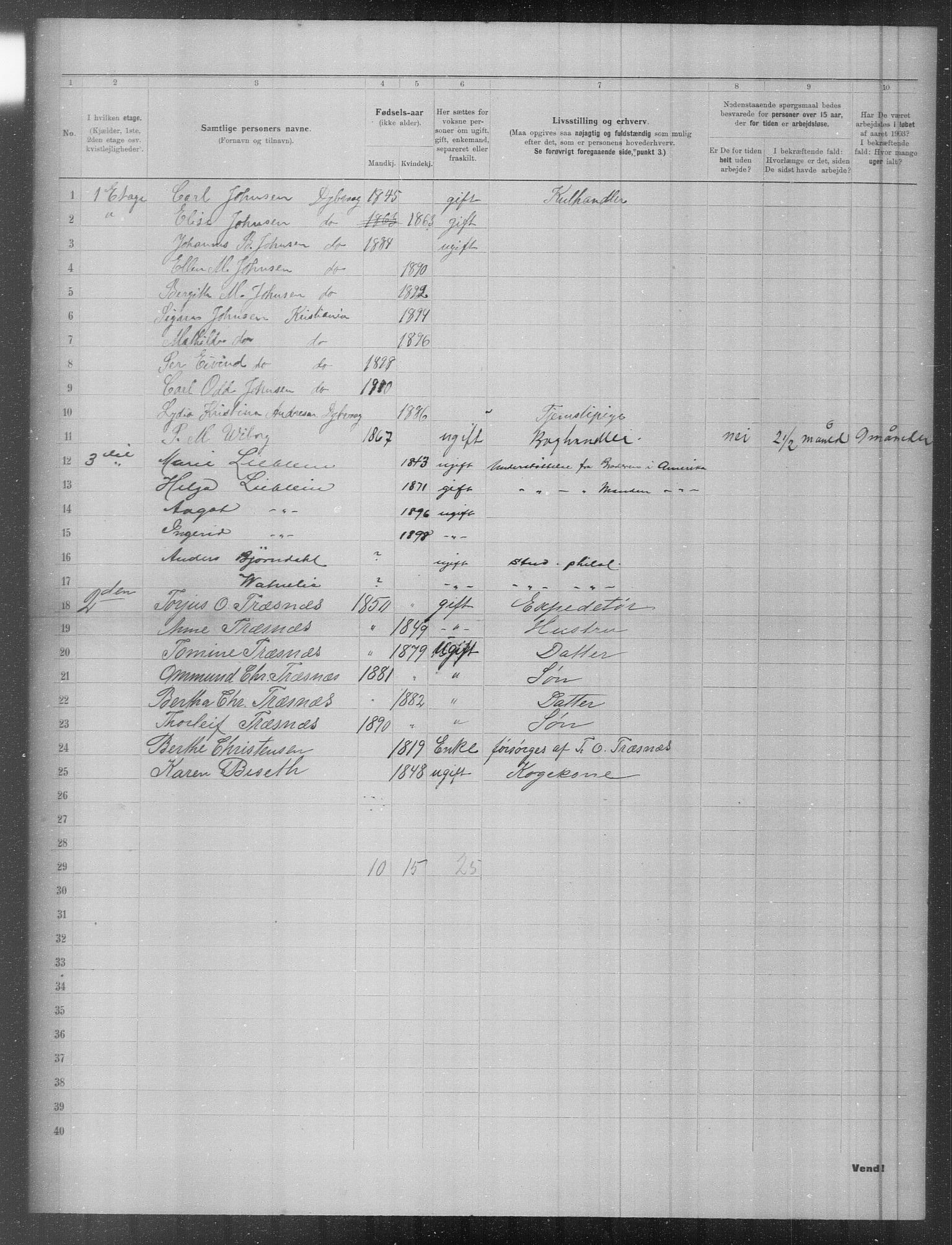 OBA, Municipal Census 1903 for Kristiania, 1903, p. 6609