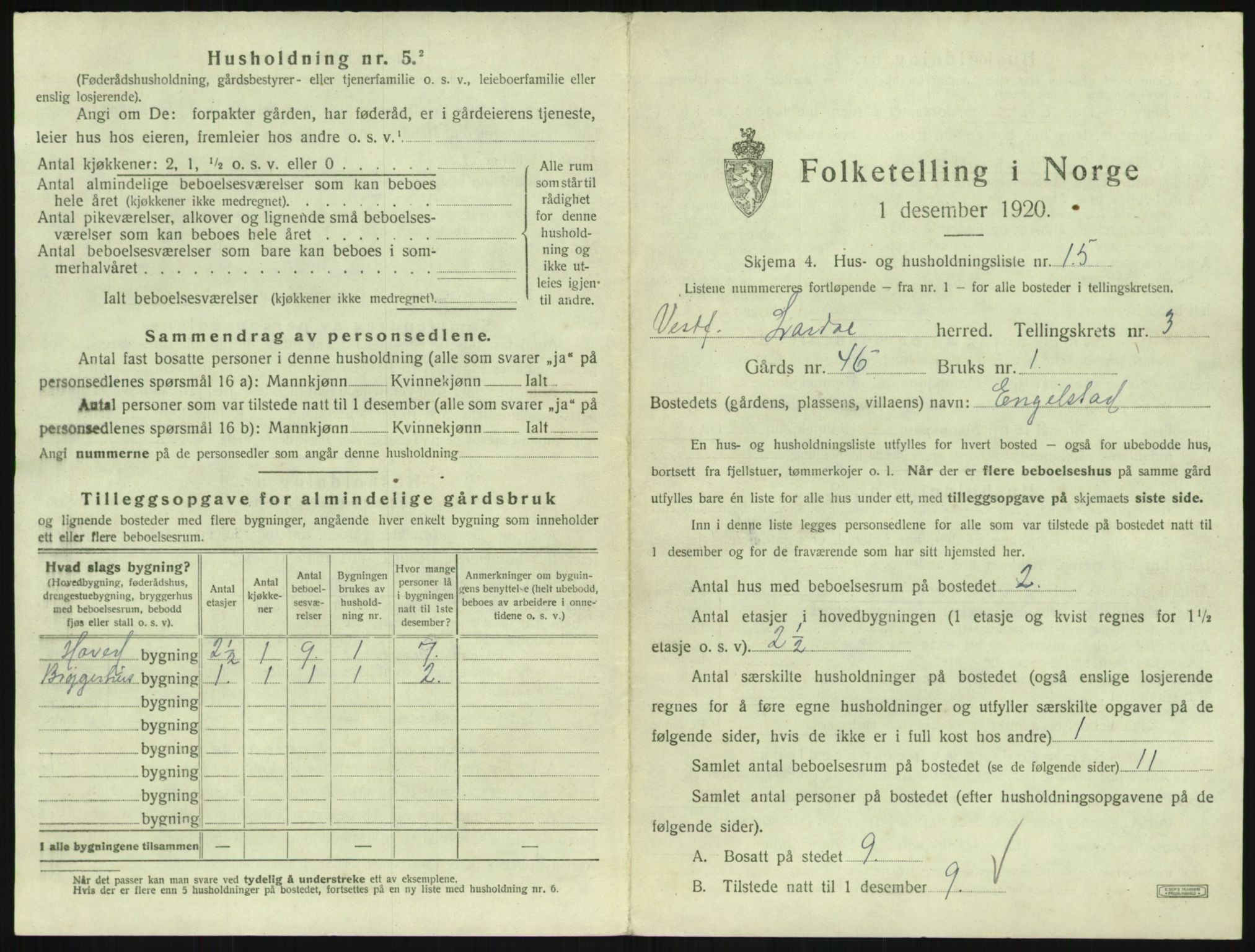 SAKO, 1920 census for Lardal, 1920, p. 345