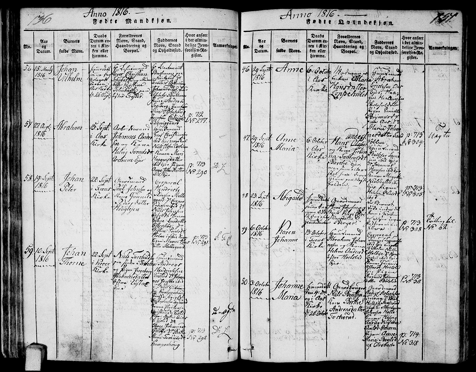 Ås prestekontor Kirkebøker, AV/SAO-A-10894/F/Fa/L0003: Parish register (official) no. I 3, 1814-1818, p. 136-137