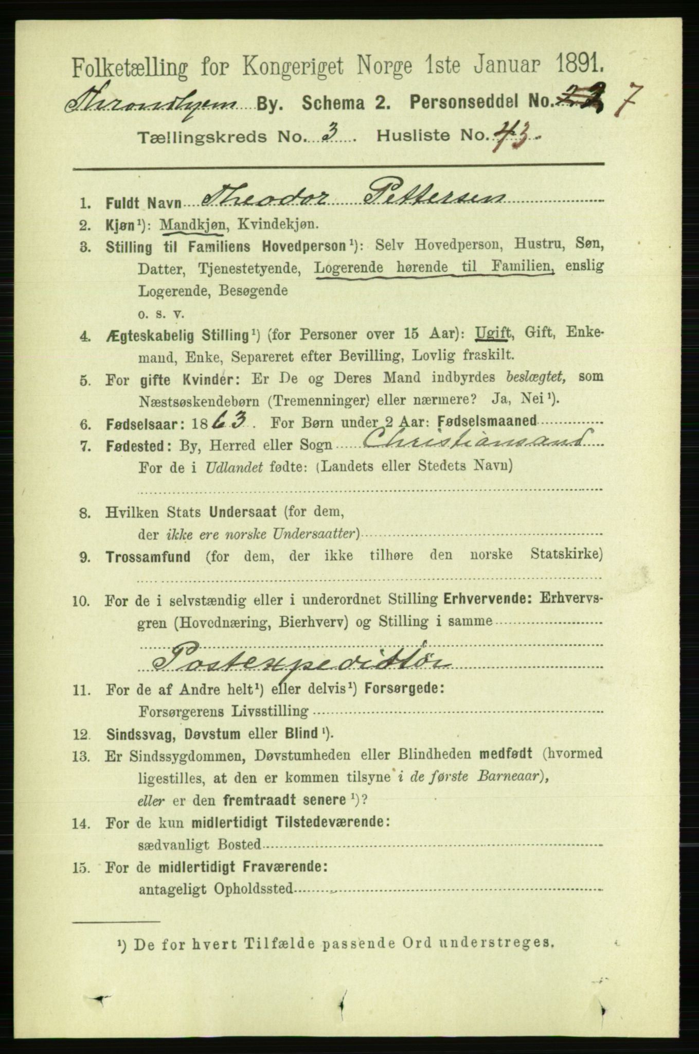RA, 1891 census for 1601 Trondheim, 1891, p. 4300