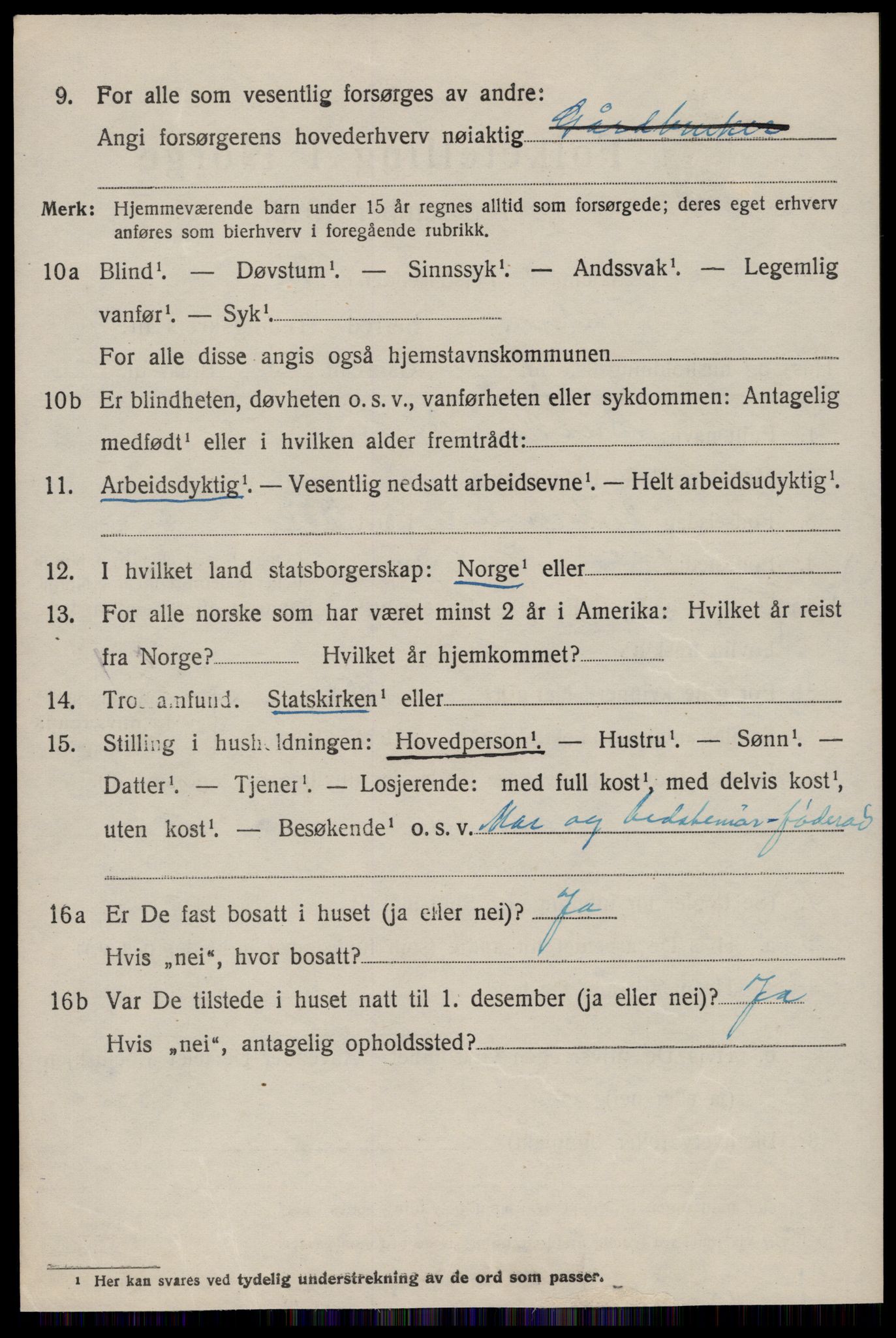 SAT, 1920 census for Vestnes, 1920, p. 3926