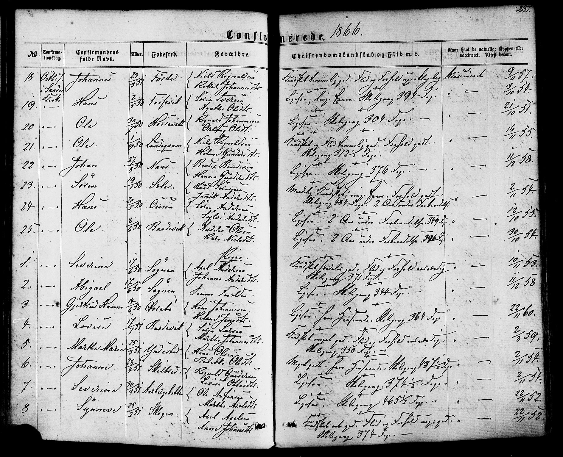 Gaular sokneprestembete, SAB/A-80001/H/Haa: Parish register (official) no. A 5, 1860-1881, p. 237