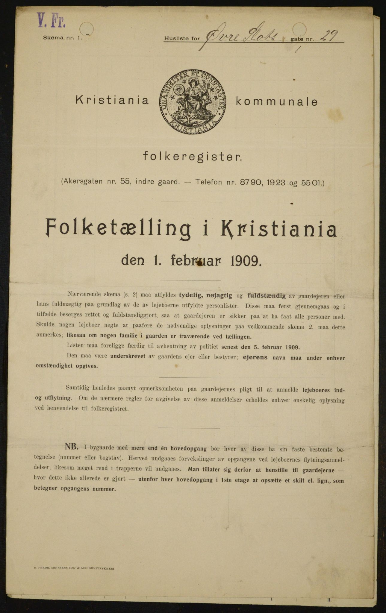 OBA, Municipal Census 1909 for Kristiania, 1909, p. 117986