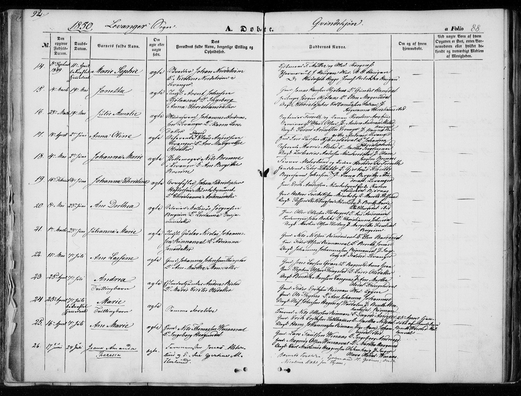 Ministerialprotokoller, klokkerbøker og fødselsregistre - Nord-Trøndelag, AV/SAT-A-1458/720/L0183: Parish register (official) no. 720A01, 1836-1855, p. 88