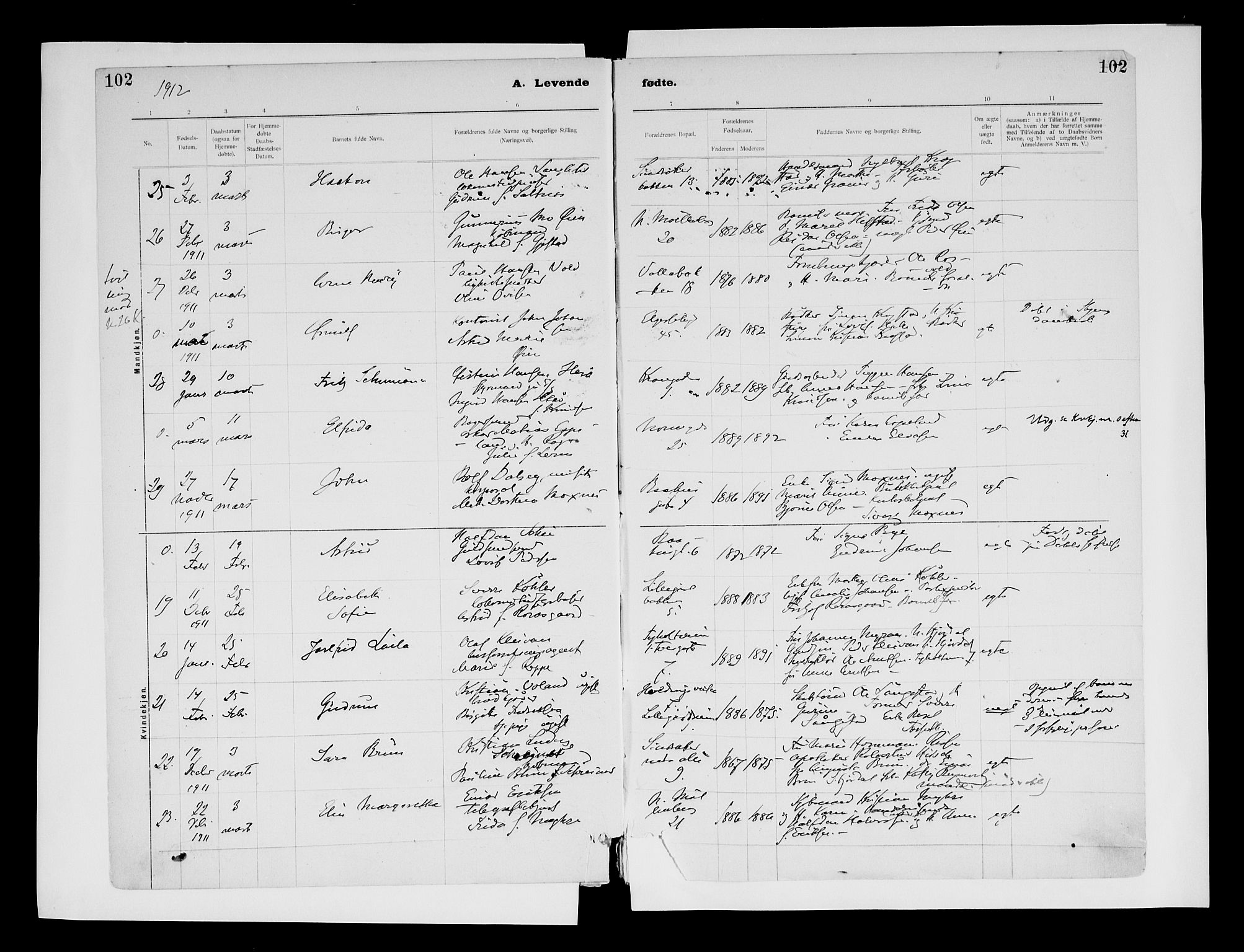 Ministerialprotokoller, klokkerbøker og fødselsregistre - Sør-Trøndelag, AV/SAT-A-1456/604/L0203: Parish register (official) no. 604A23, 1908-1916, p. 102