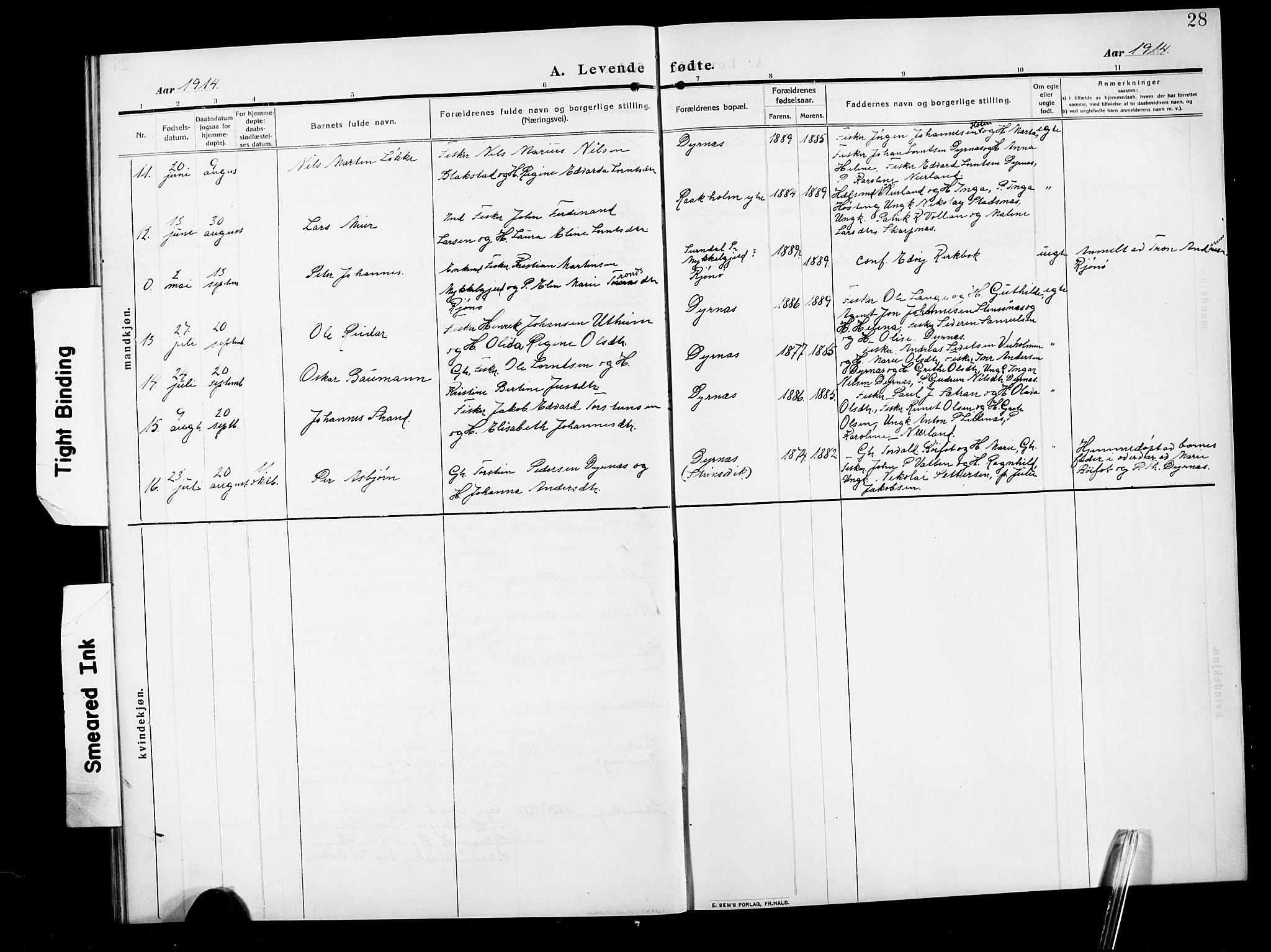 Ministerialprotokoller, klokkerbøker og fødselsregistre - Møre og Romsdal, AV/SAT-A-1454/582/L0949: Parish register (copy) no. 582C01, 1909-1925, p. 28