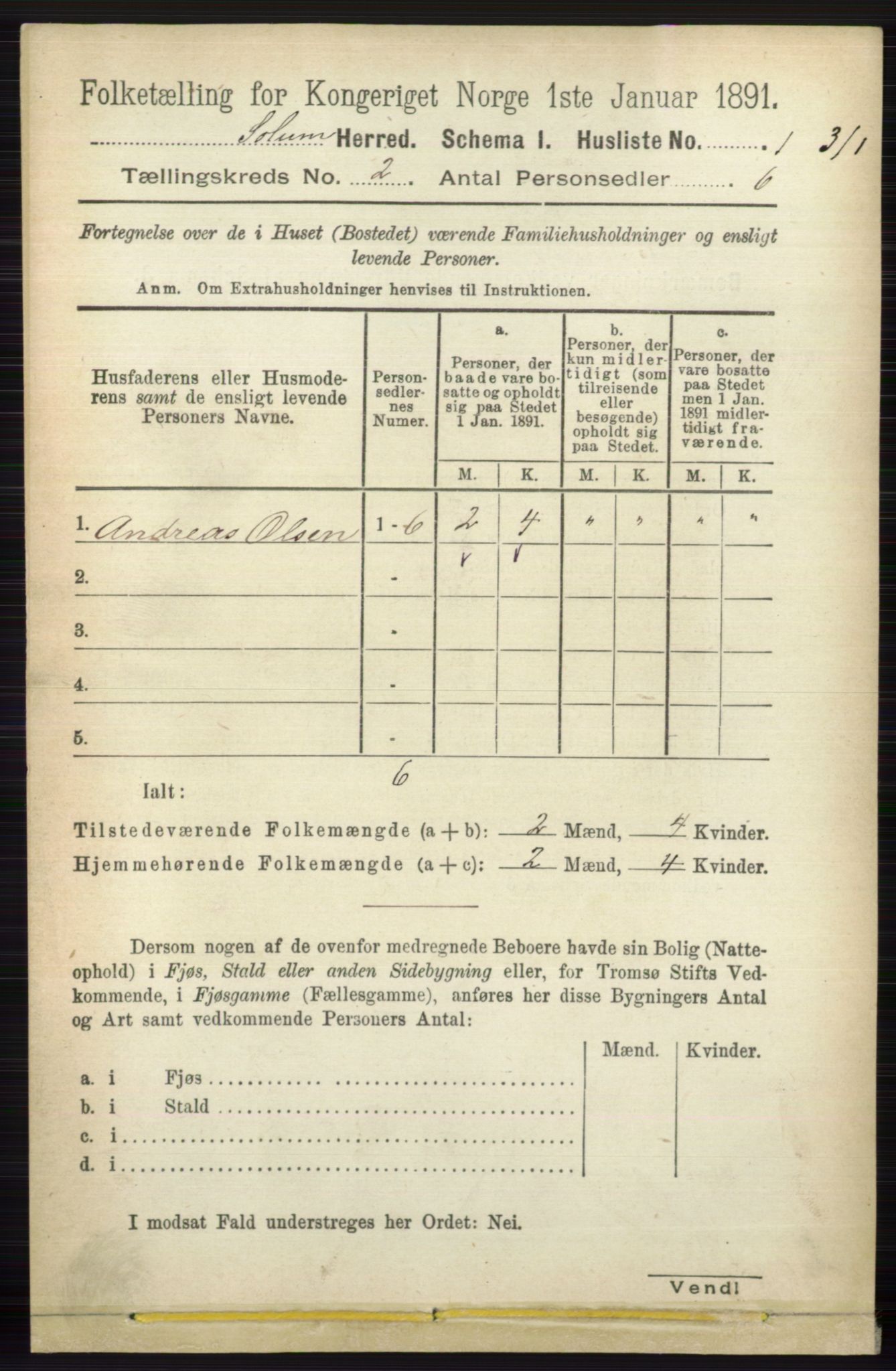 RA, 1891 census for 0818 Solum, 1891, p. 79