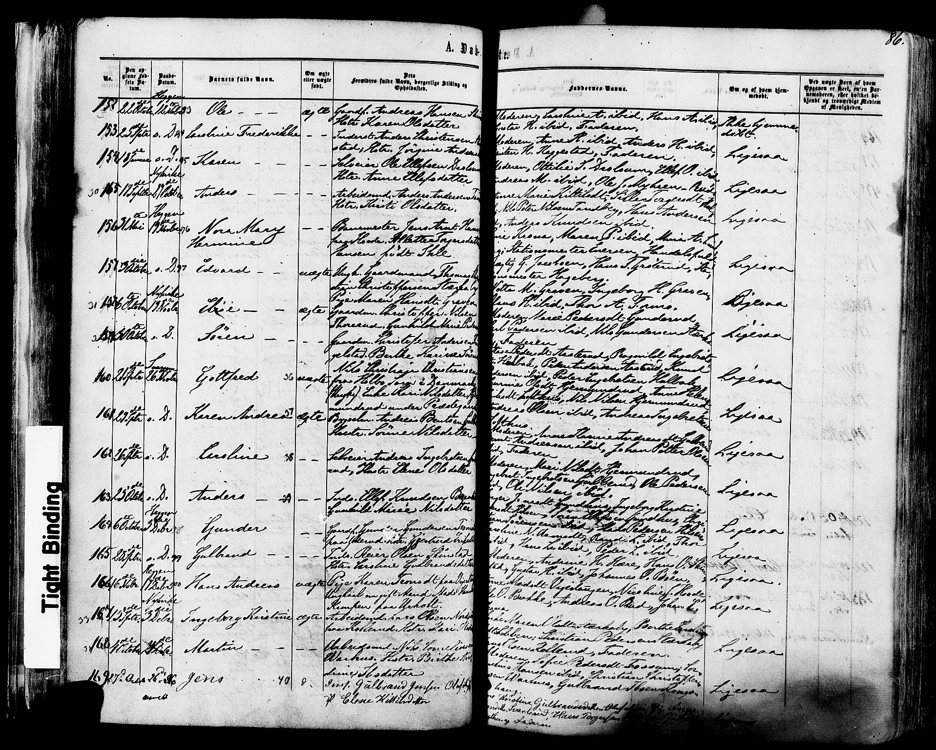 Modum kirkebøker, SAKO/A-234/F/Fa/L0010: Parish register (official) no. 10, 1865-1876, p. 86
