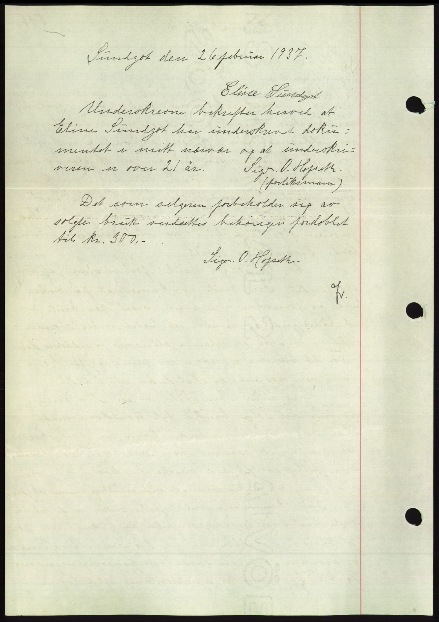 Søre Sunnmøre sorenskriveri, AV/SAT-A-4122/1/2/2C/L0062: Mortgage book no. 56, 1936-1937, Diary no: : 493/1937
