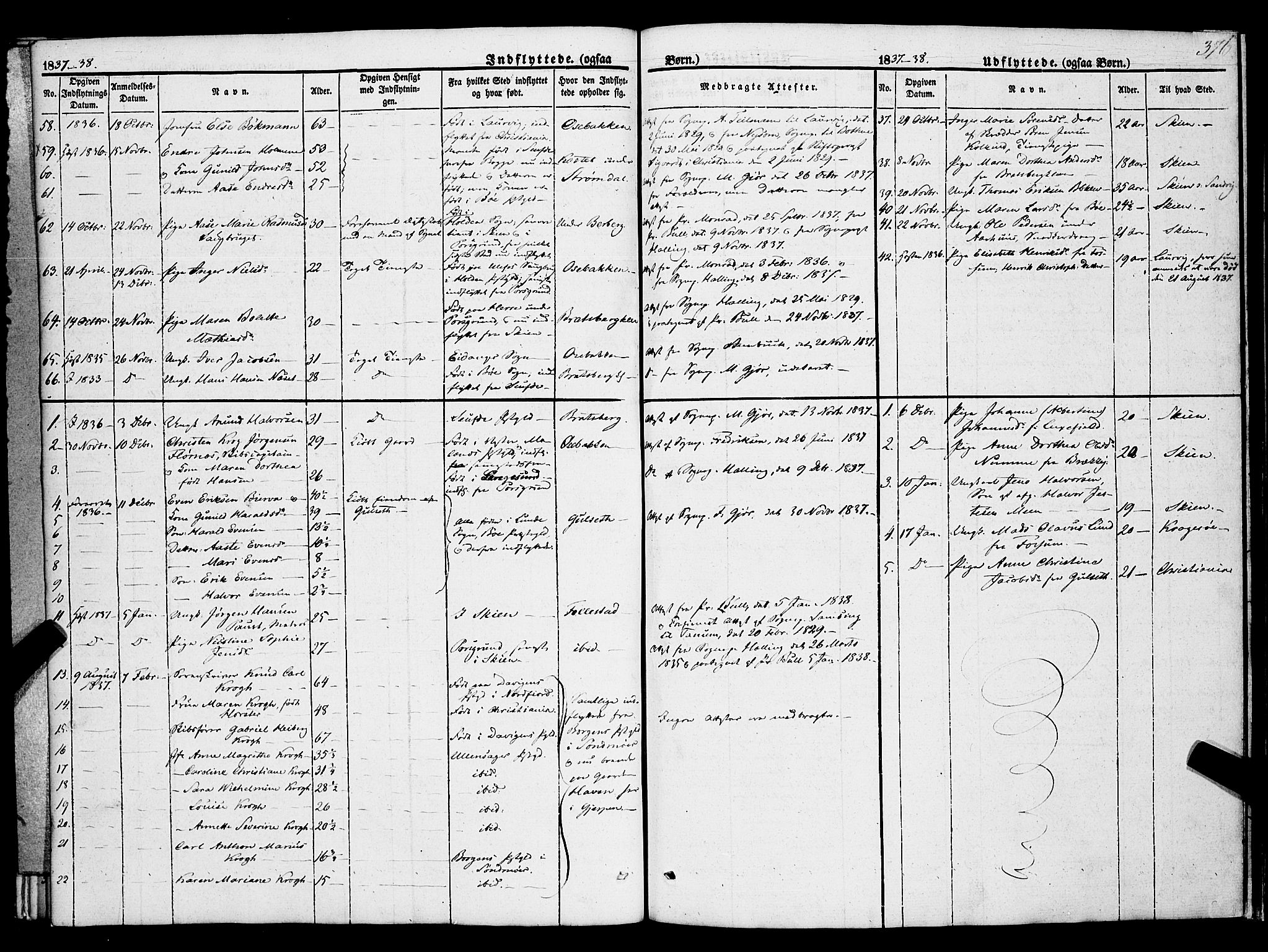 Gjerpen kirkebøker, SAKO/A-265/F/Fa/L0007b: Parish register (official) no. I 7B, 1834-1857, p. 376
