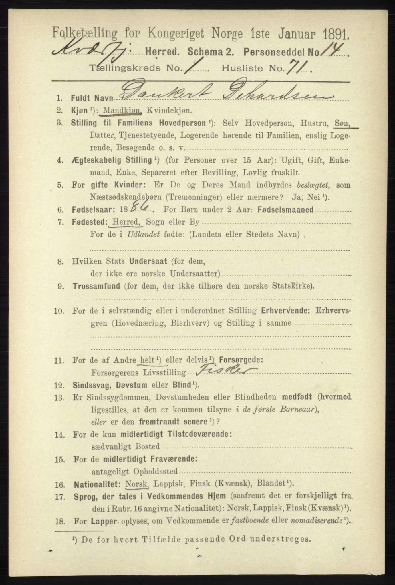 RA, 1891 census for 1911 Kvæfjord, 1891, p. 610