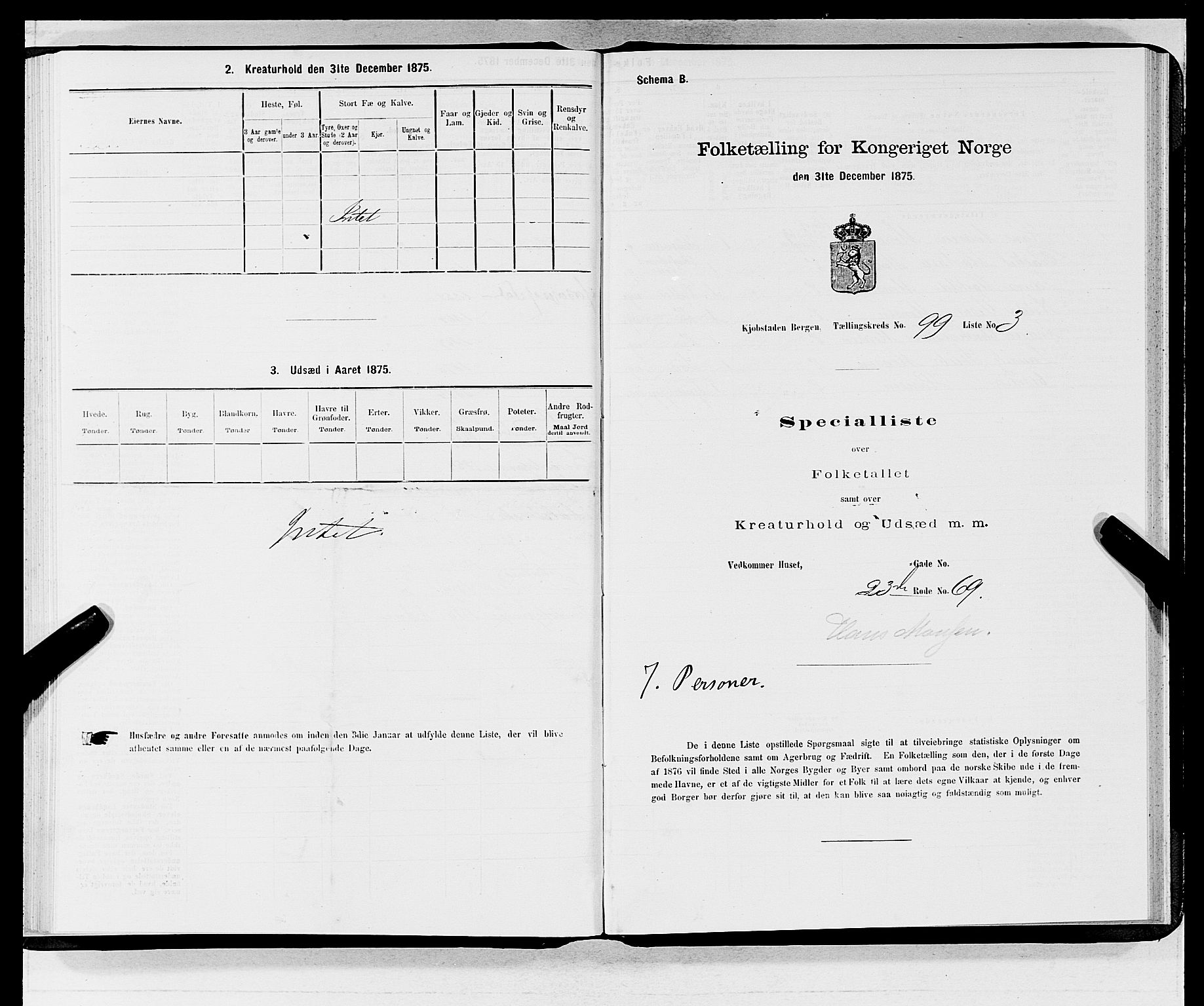 SAB, 1875 census for 1301 Bergen, 1875, p. 5336