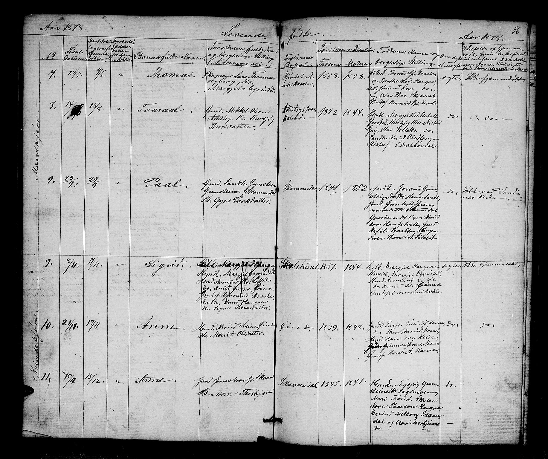 Bygland sokneprestkontor, AV/SAK-1111-0006/F/Fb/Fbb/L0002: Parish register (copy) no. B 2, 1848-1886, p. 56