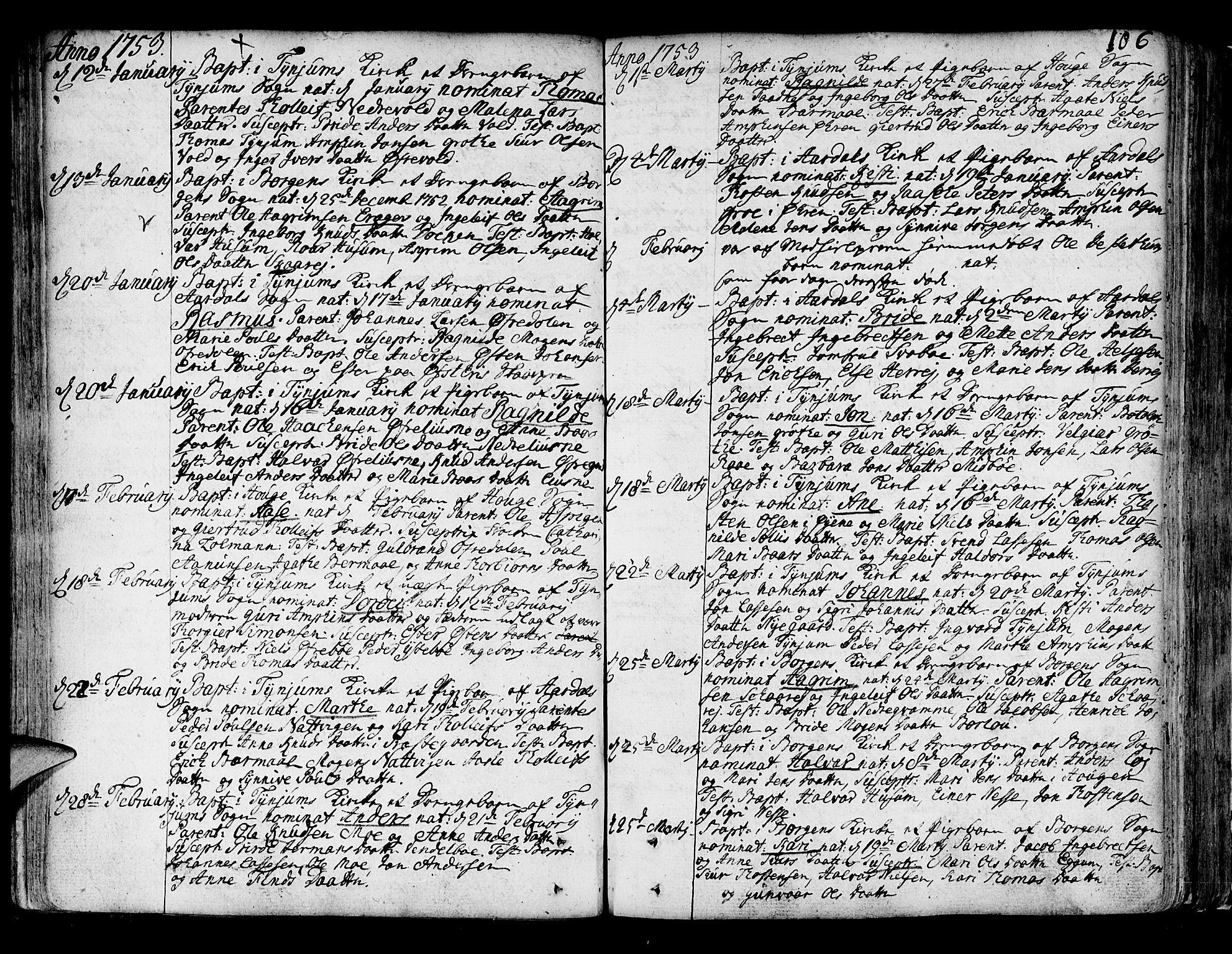 Lærdal sokneprestembete, SAB/A-81201: Parish register (official) no. A 2, 1752-1782, p. 106