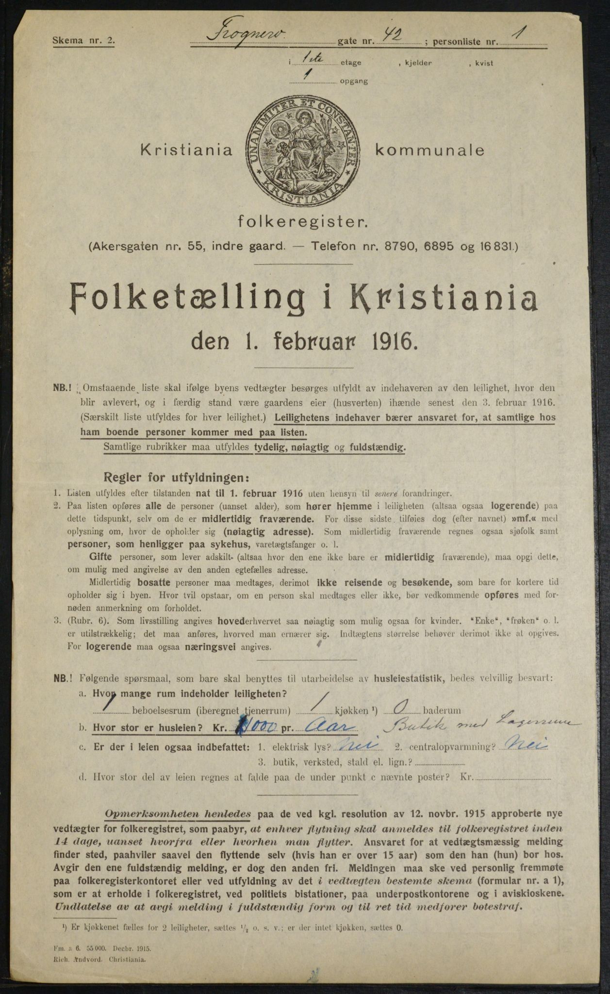 OBA, Municipal Census 1916 for Kristiania, 1916, p. 28239