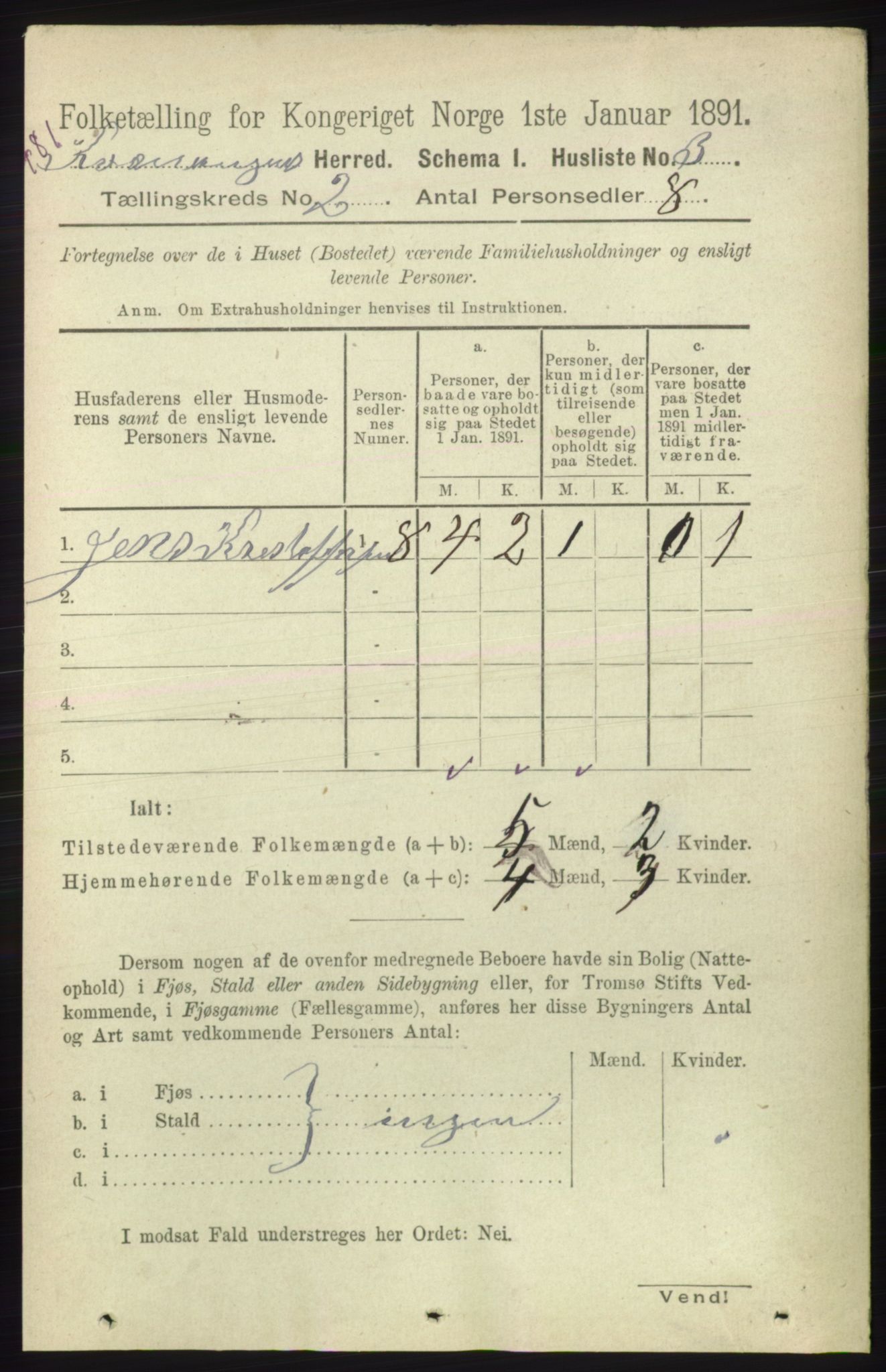 RA, 1891 census for 1943 Kvænangen, 1891, p. 327