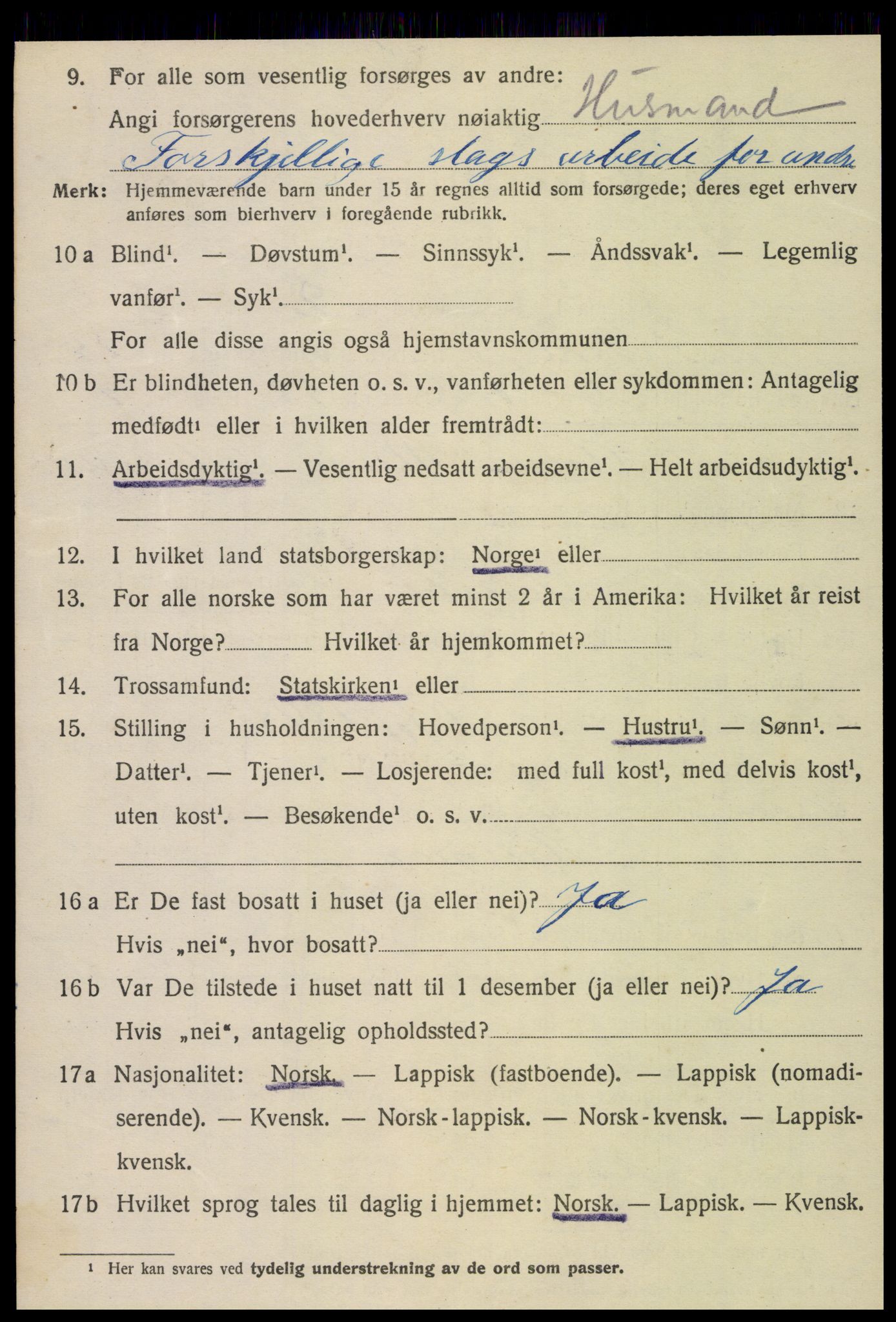 SAT, 1920 census for Fauske, 1920, p. 15085