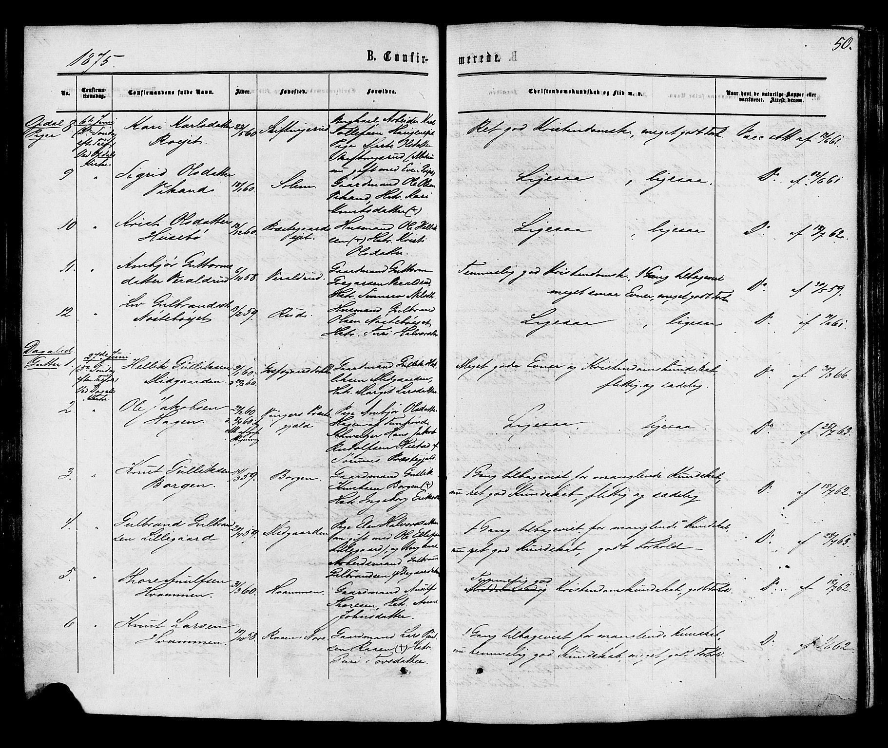 Nore kirkebøker, AV/SAKO-A-238/F/Fa/L0004: Parish register (official) no. I 4, 1867-1877, p. 50