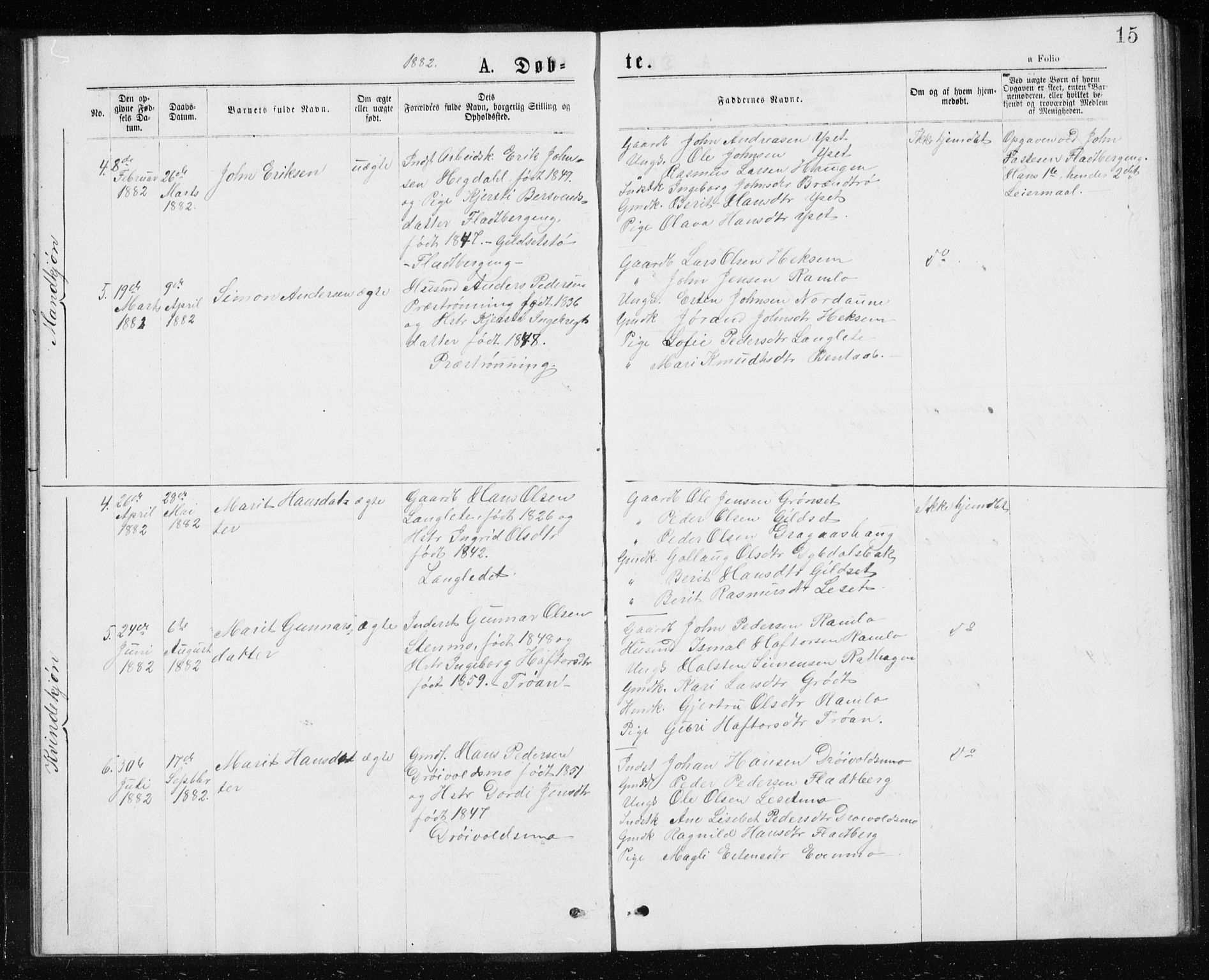 Ministerialprotokoller, klokkerbøker og fødselsregistre - Sør-Trøndelag, AV/SAT-A-1456/685/L0977: Parish register (copy) no. 685C02, 1879-1890, p. 15