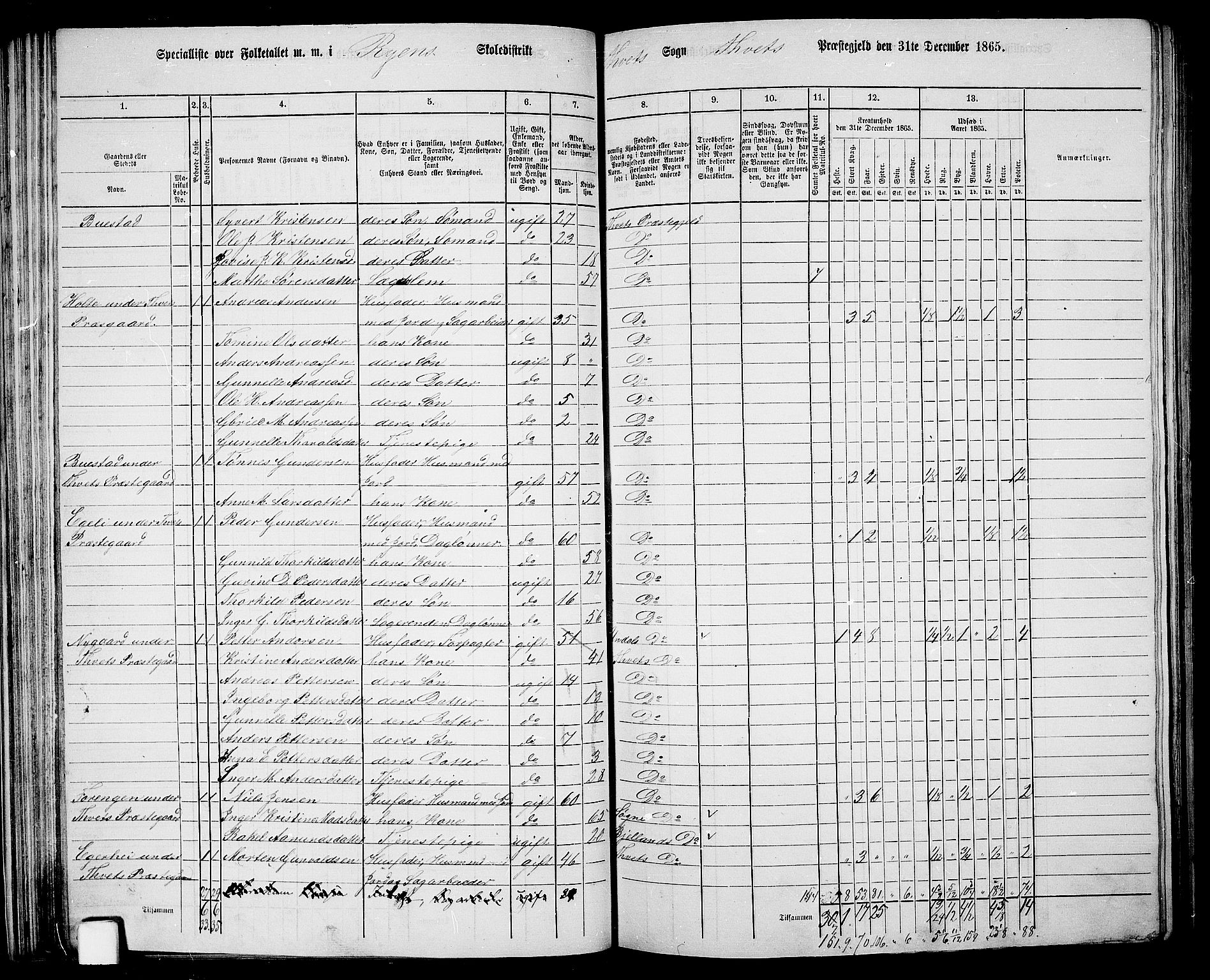 RA, 1865 census for Tveit, 1865, p. 53