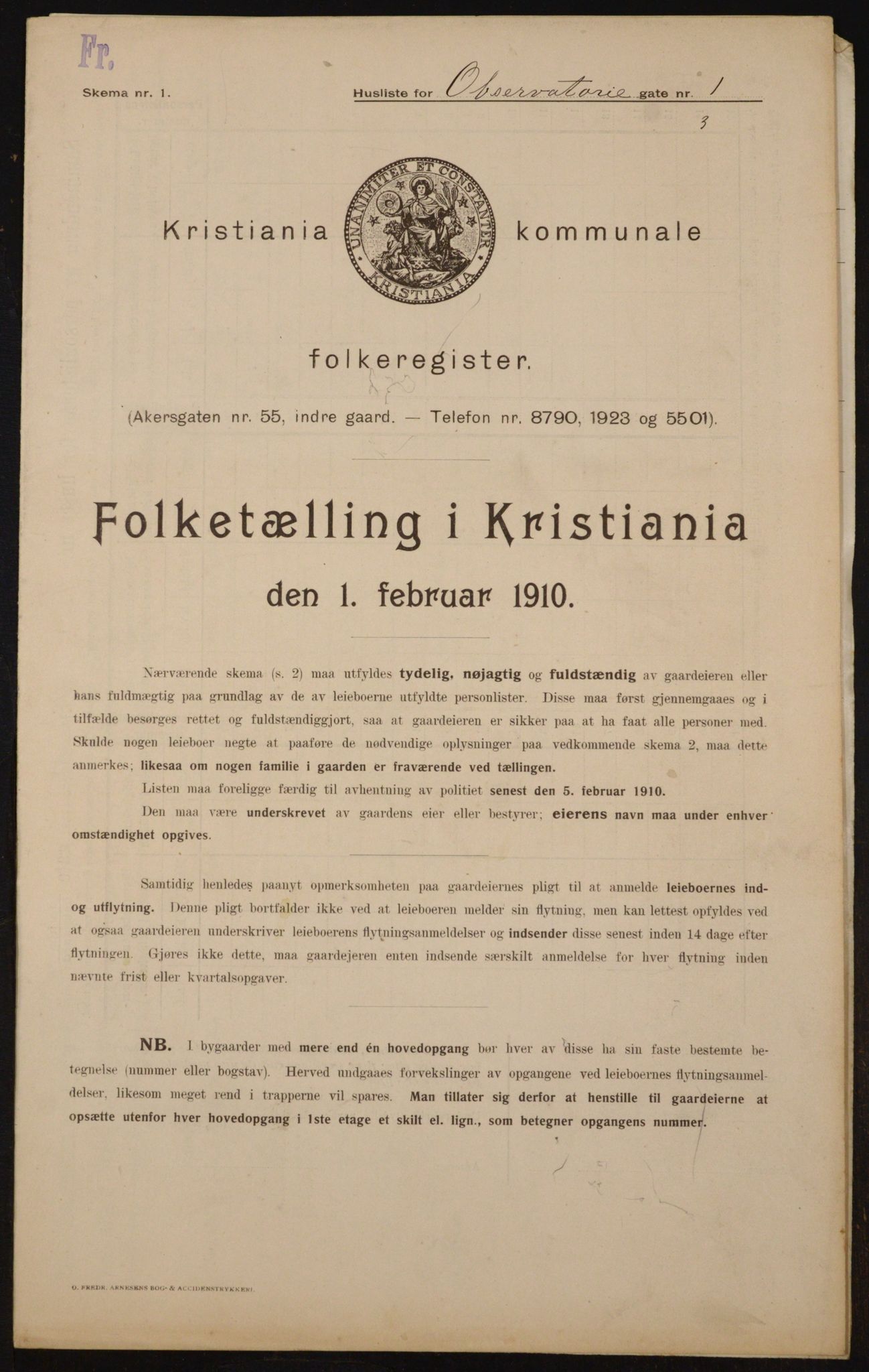 OBA, Municipal Census 1910 for Kristiania, 1910, p. 71581