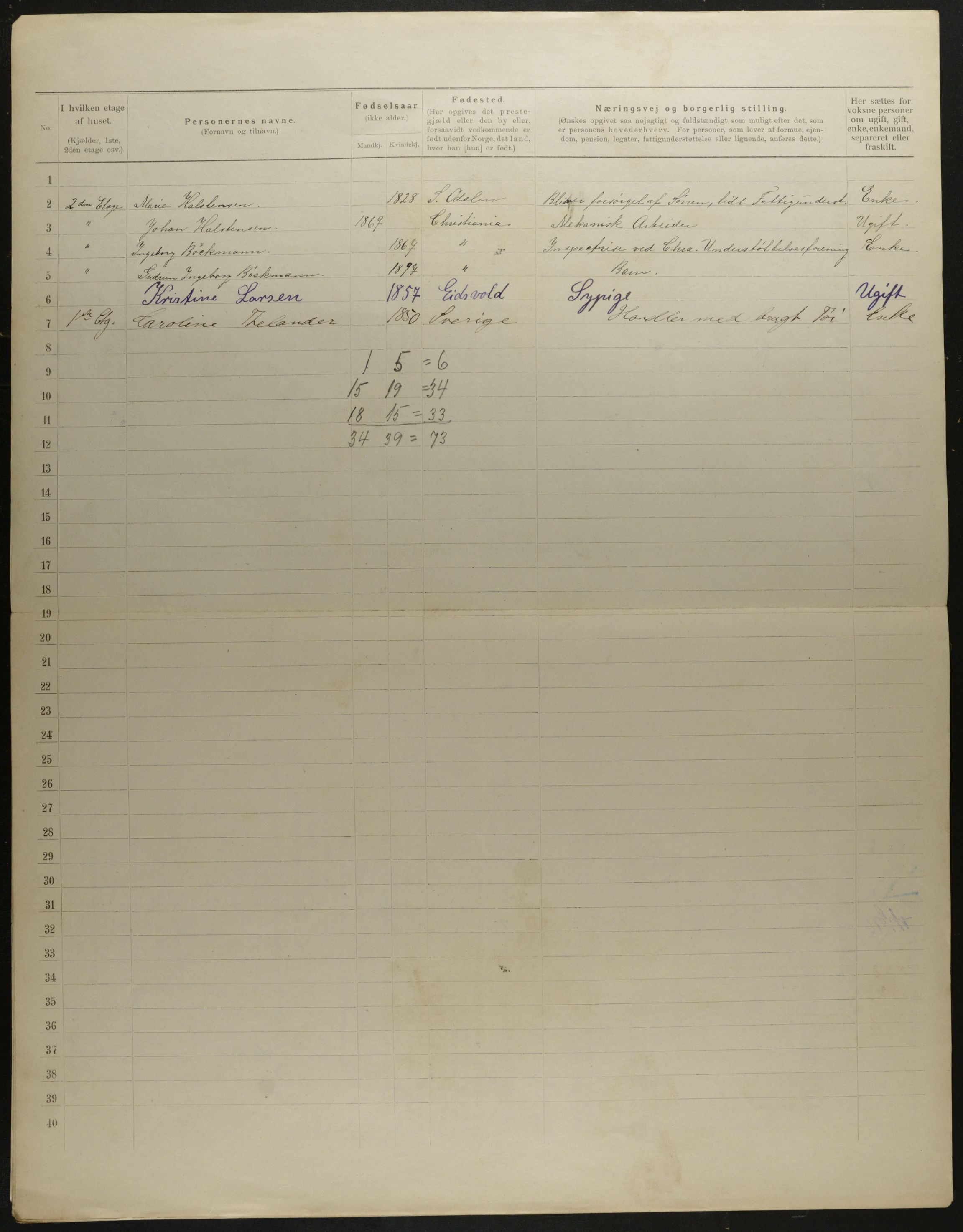 OBA, Municipal Census 1901 for Kristiania, 1901, p. 6448