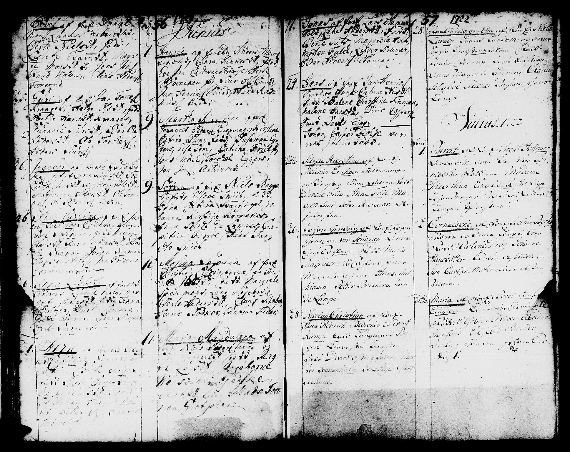 Domkirken sokneprestembete, AV/SAB-A-74801/H/Haa/L0001: Parish register (official) no. A 1, 1719-1732, p. 56-57