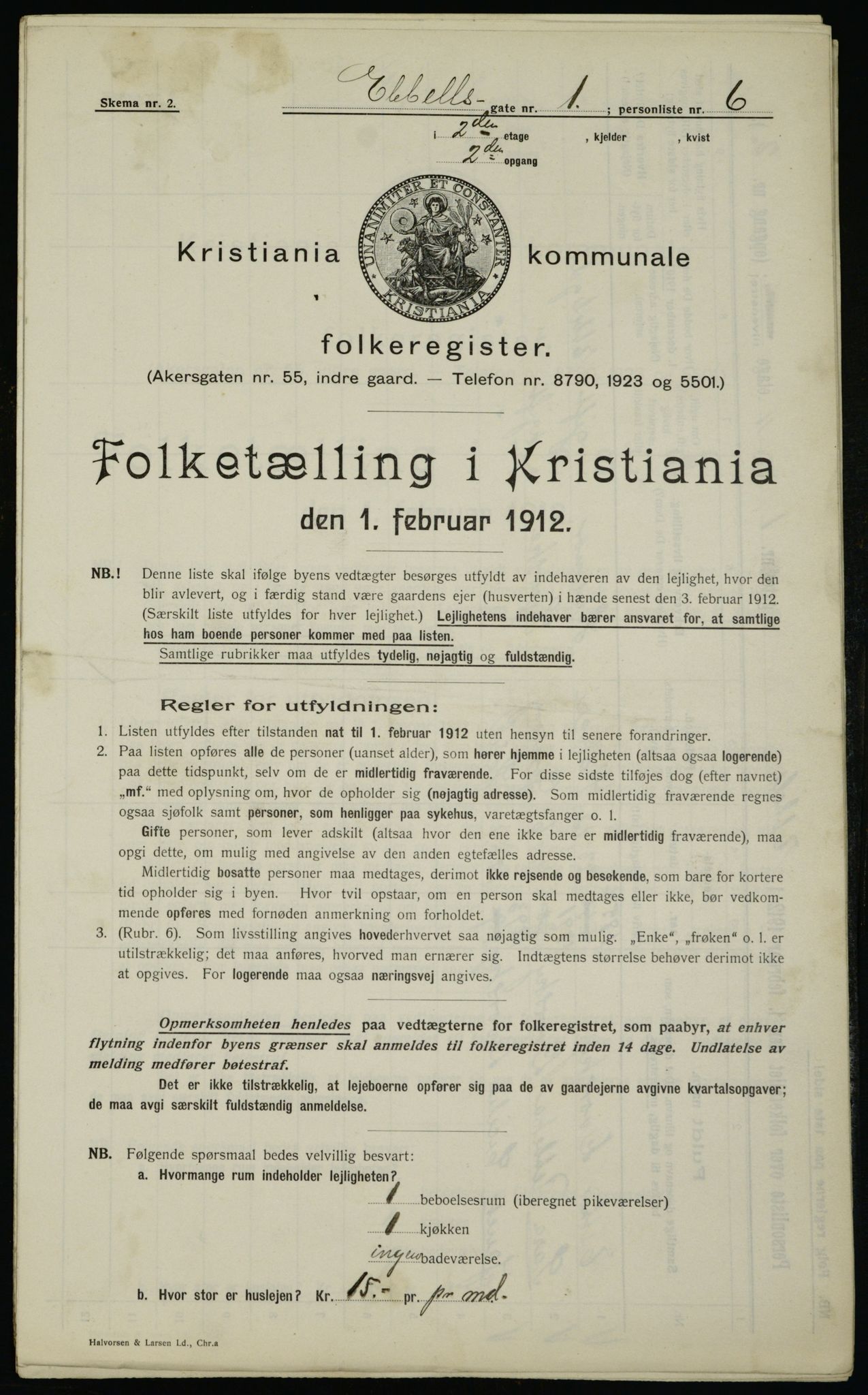 OBA, Municipal Census 1912 for Kristiania, 1912, p. 17976