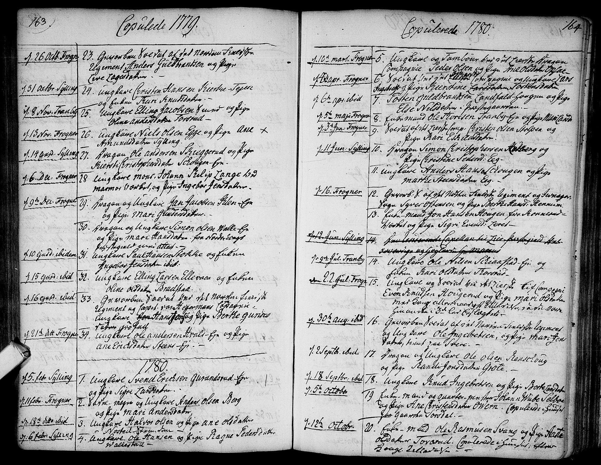 Lier kirkebøker, AV/SAKO-A-230/F/Fa/L0006: Parish register (official) no. I 6, 1777-1794, p. 163-164