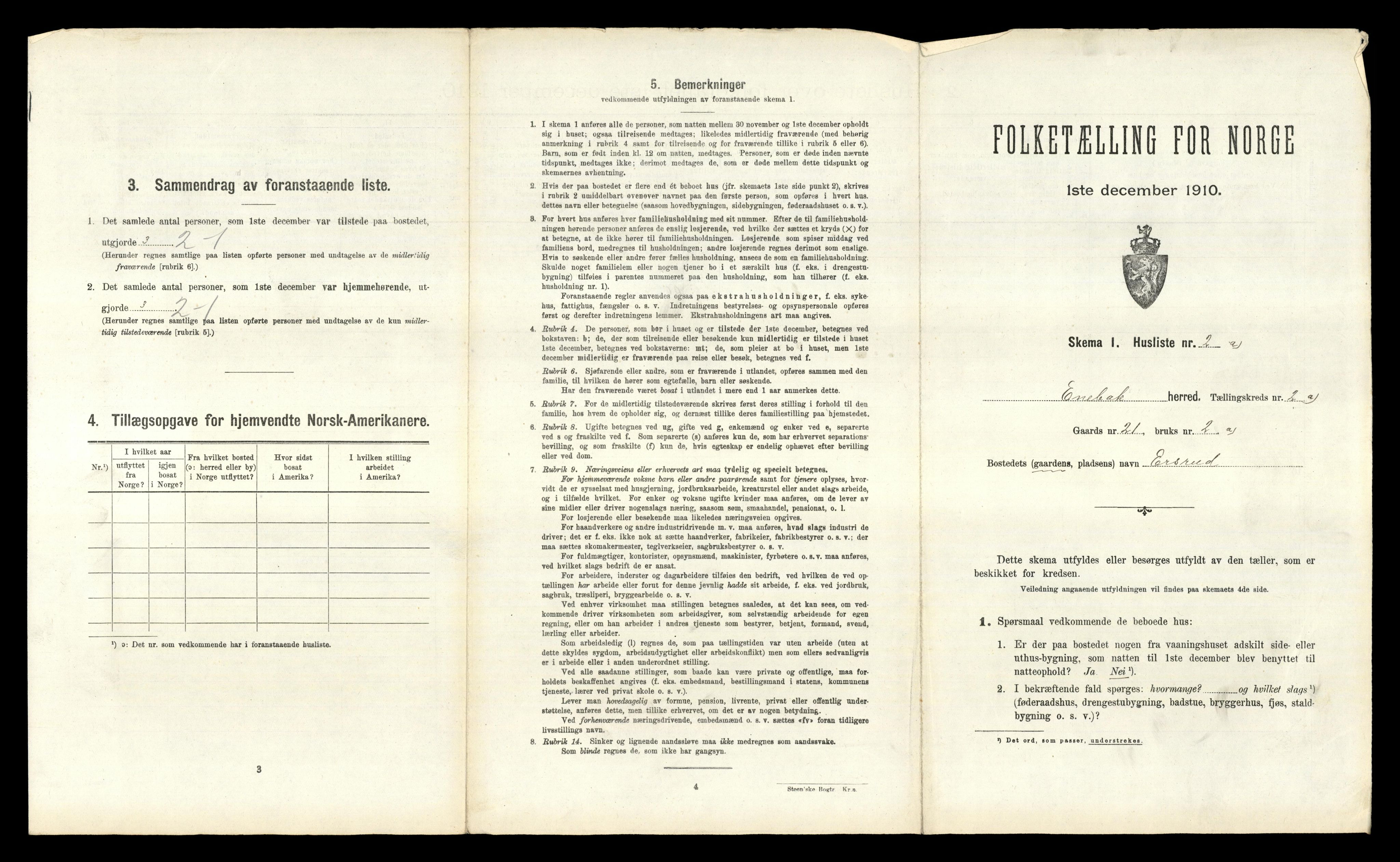 RA, 1910 census for Enebakk, 1910, p. 267