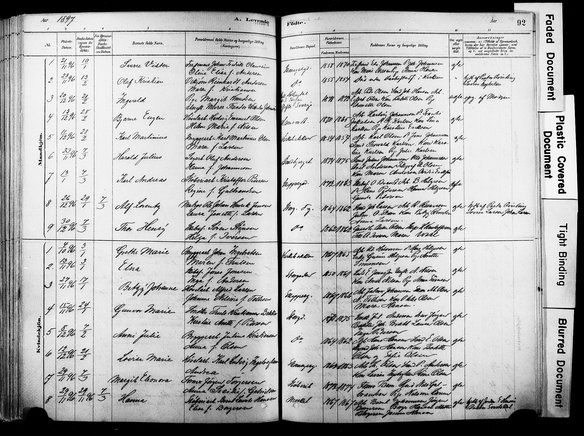 Strømsø kirkebøker, SAKO/A-246/F/Fb/L0006: Parish register (official) no. II 6, 1879-1910, p. 92
