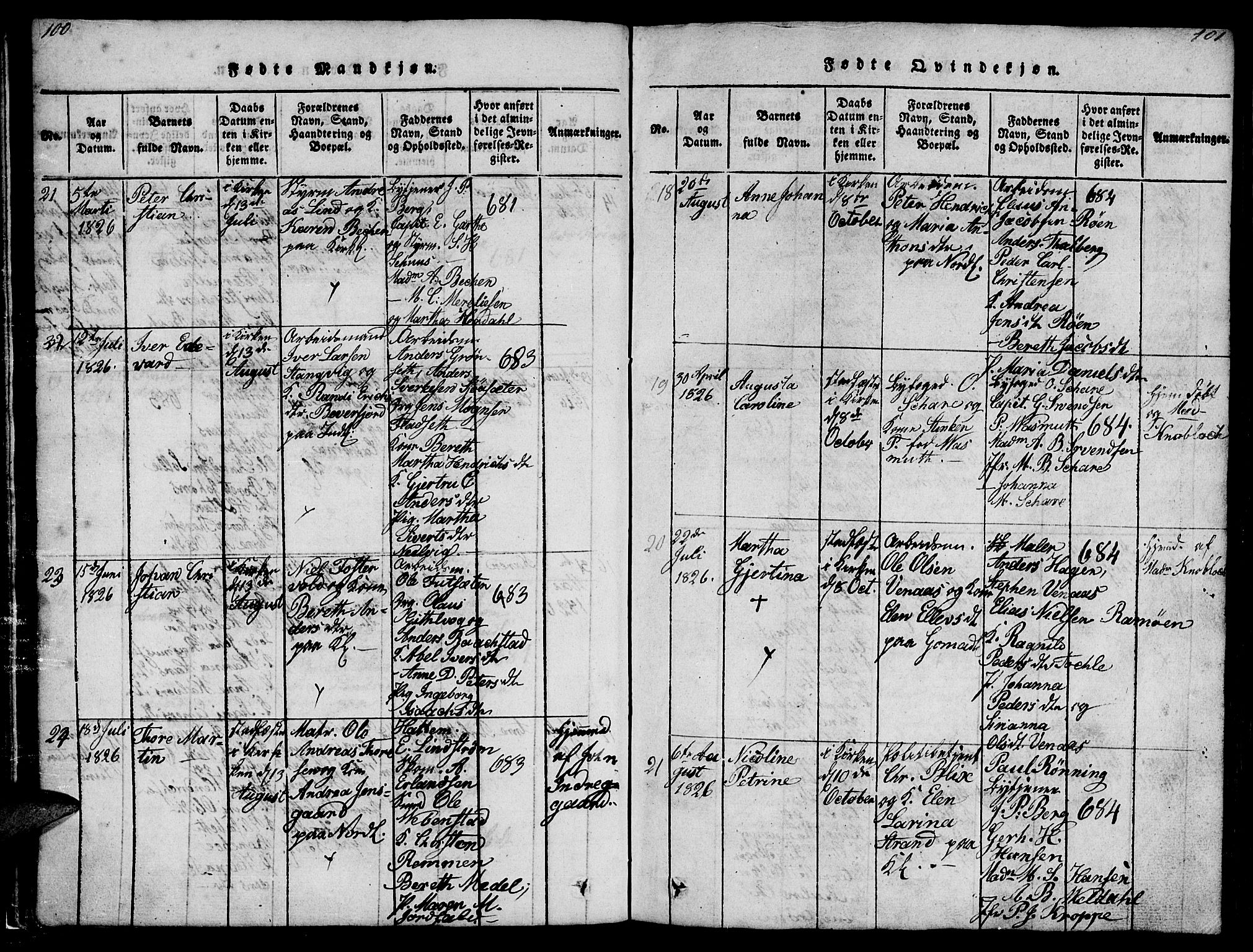 Ministerialprotokoller, klokkerbøker og fødselsregistre - Møre og Romsdal, AV/SAT-A-1454/572/L0856: Parish register (copy) no. 572C01, 1819-1832, p. 100-101