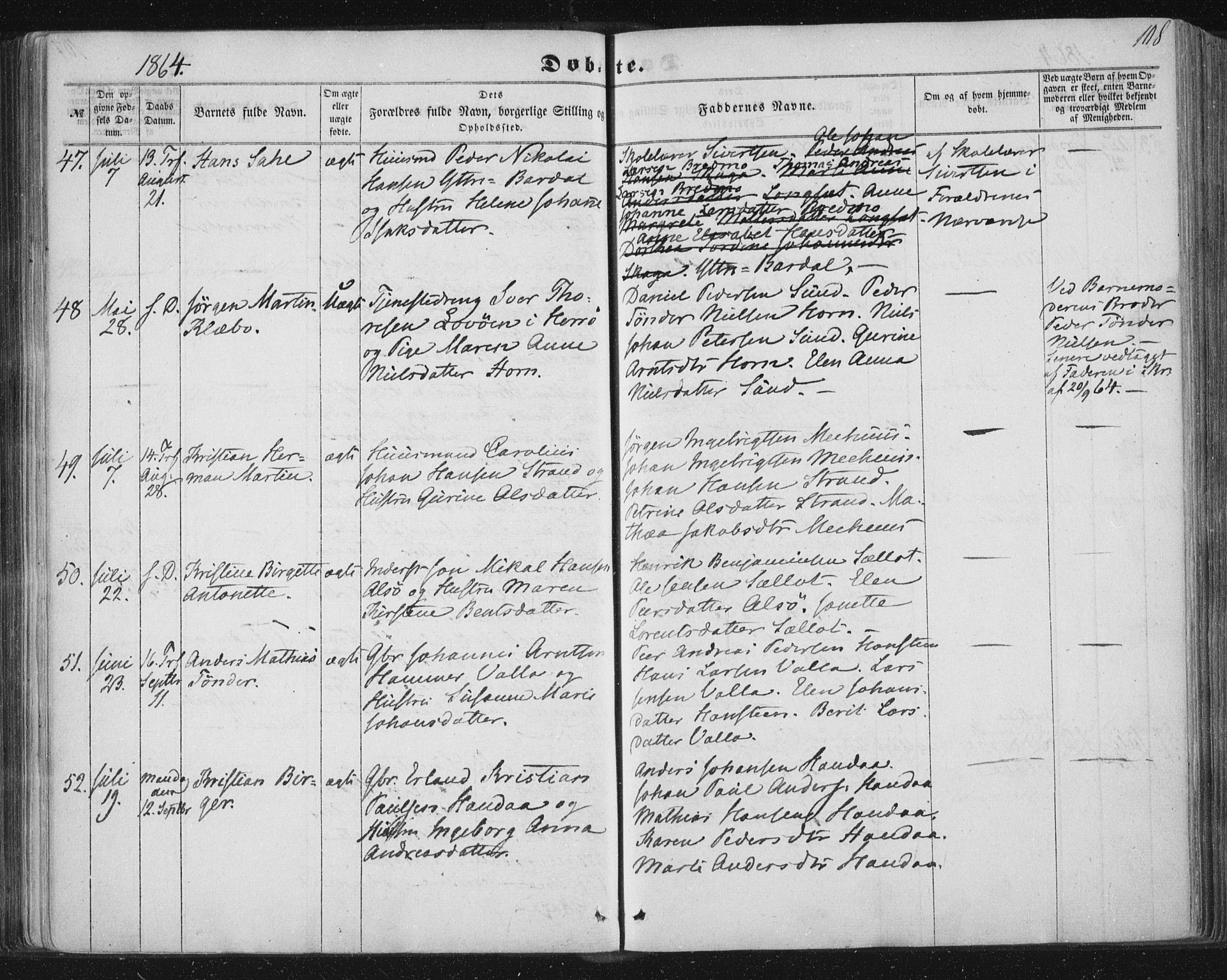 Ministerialprotokoller, klokkerbøker og fødselsregistre - Nordland, SAT/A-1459/838/L0550: Parish register (official) no. 838A08, 1855-1865, p. 108