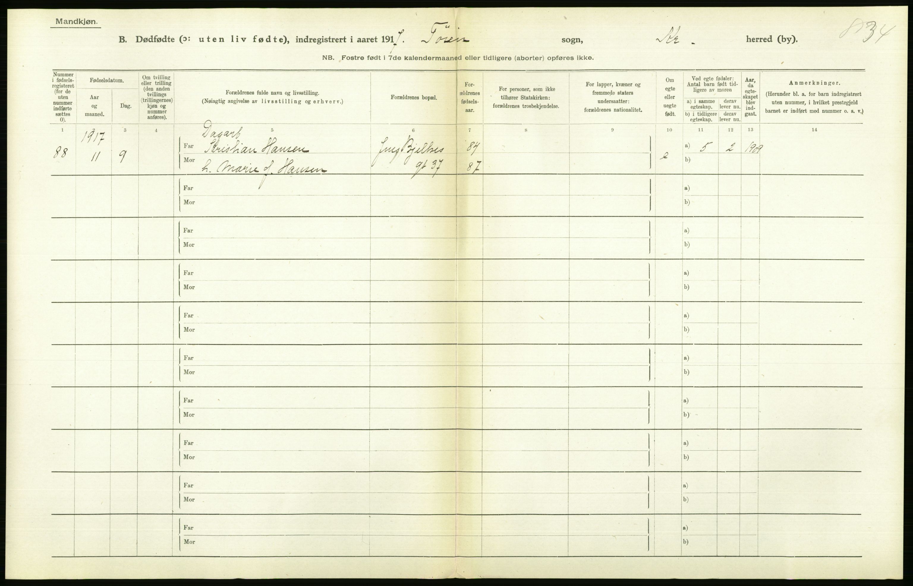 Statistisk sentralbyrå, Sosiodemografiske emner, Befolkning, AV/RA-S-2228/D/Df/Dfb/Dfbg/L0011: Kristiania: Døde, dødfødte., 1917, p. 576