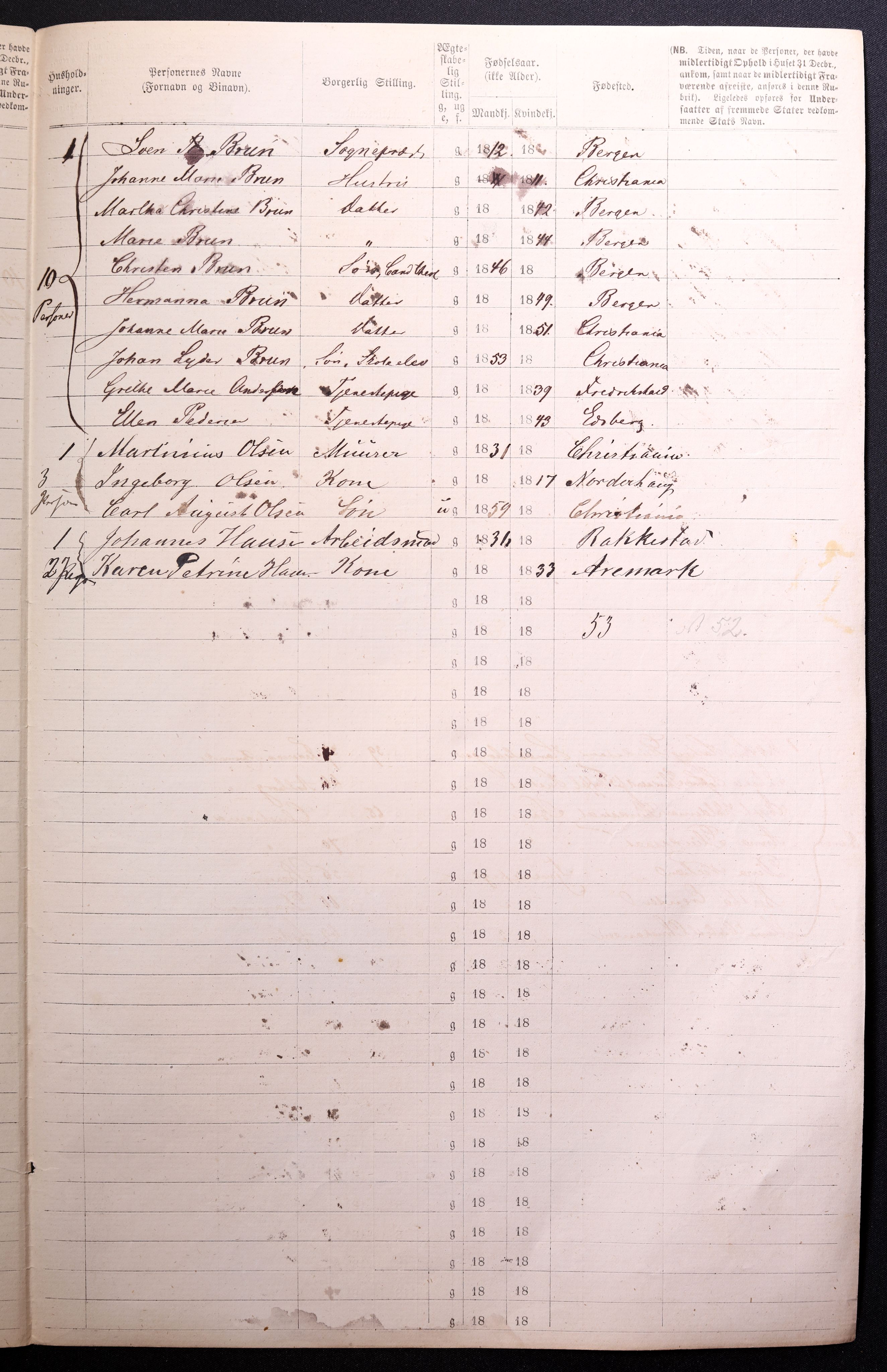 RA, 1870 census for 0301 Kristiania, 1870, p. 3940