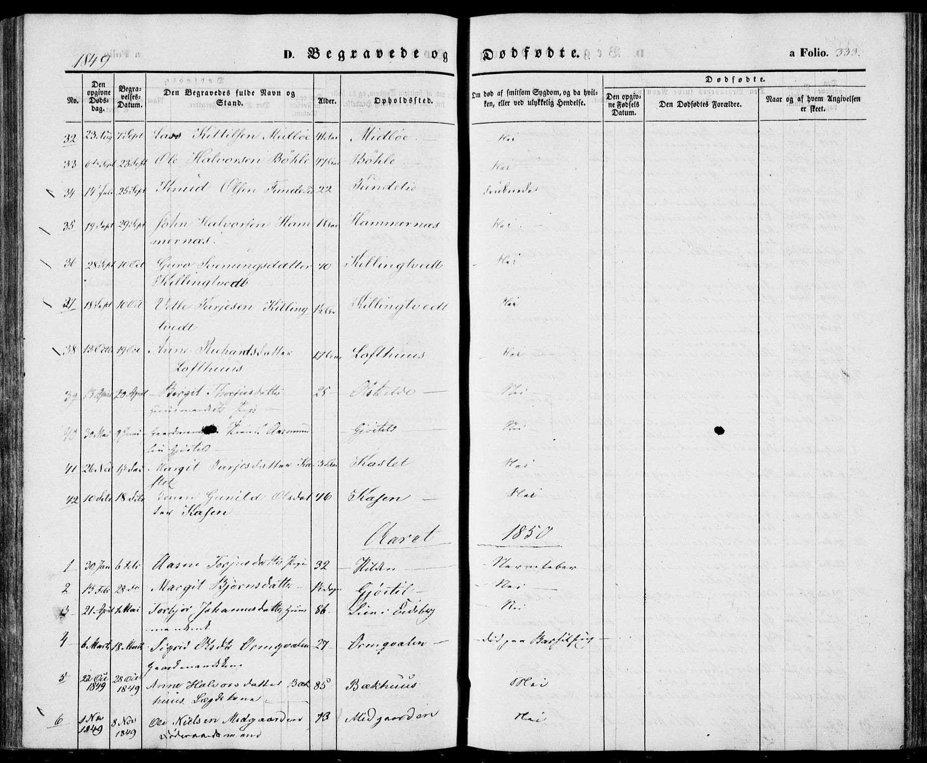 Vinje kirkebøker, SAKO/A-312/F/Fa/L0004: Parish register (official) no. I 4, 1843-1869, p. 333