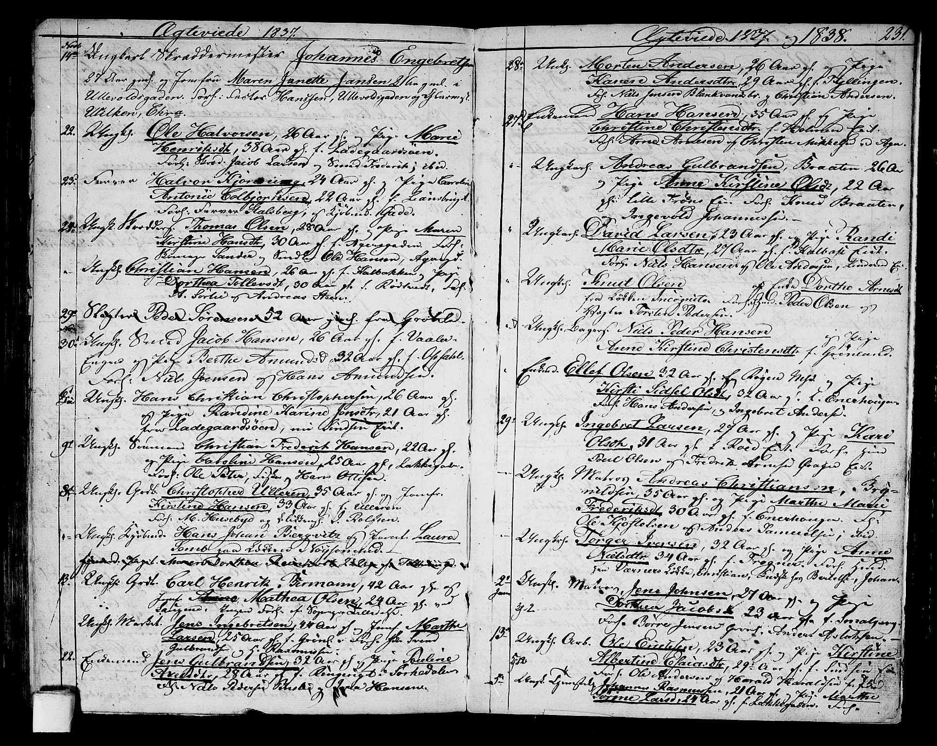 Aker prestekontor kirkebøker, AV/SAO-A-10861/G/L0006: Parish register (copy) no. 6, 1830-1838, p. 231