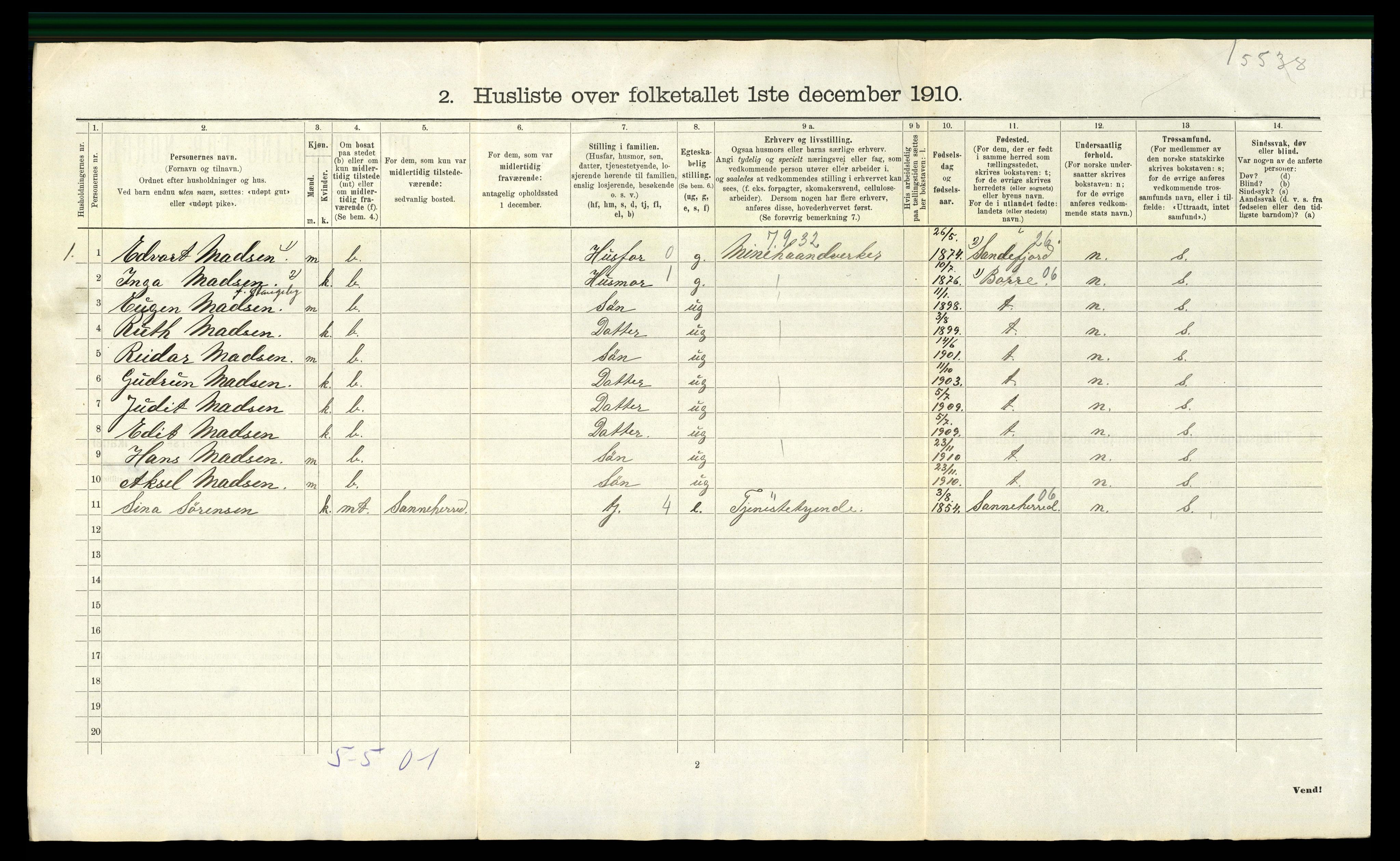 RA, 1910 census for Nøtterøy, 1910, p. 2467