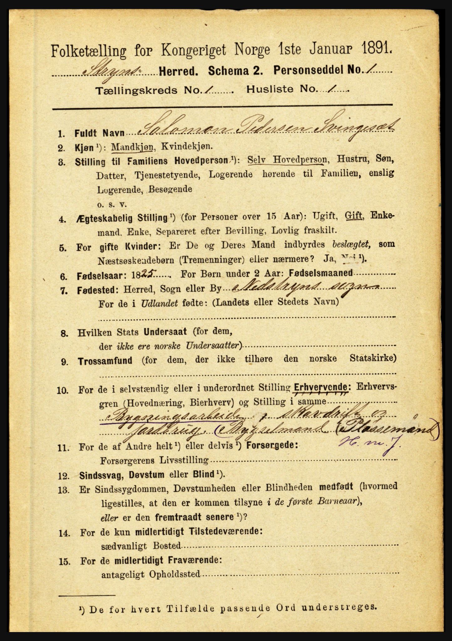 RA, 1891 census for 1448 Stryn, 1891, p. 58