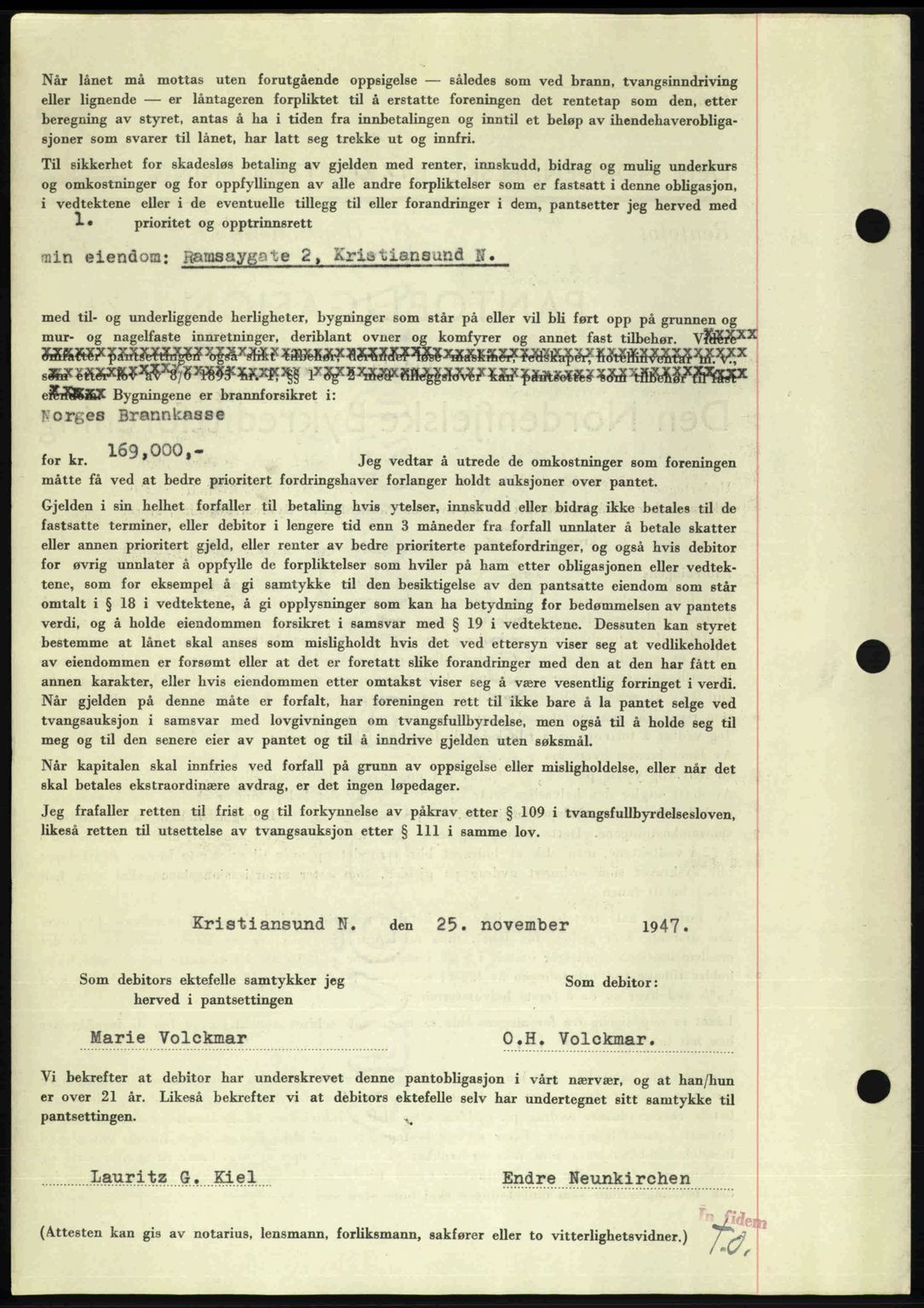 Kristiansund byfogd, AV/SAT-A-4587/A/27: Mortgage book no. 44, 1947-1948, Diary no: : 1347/1947